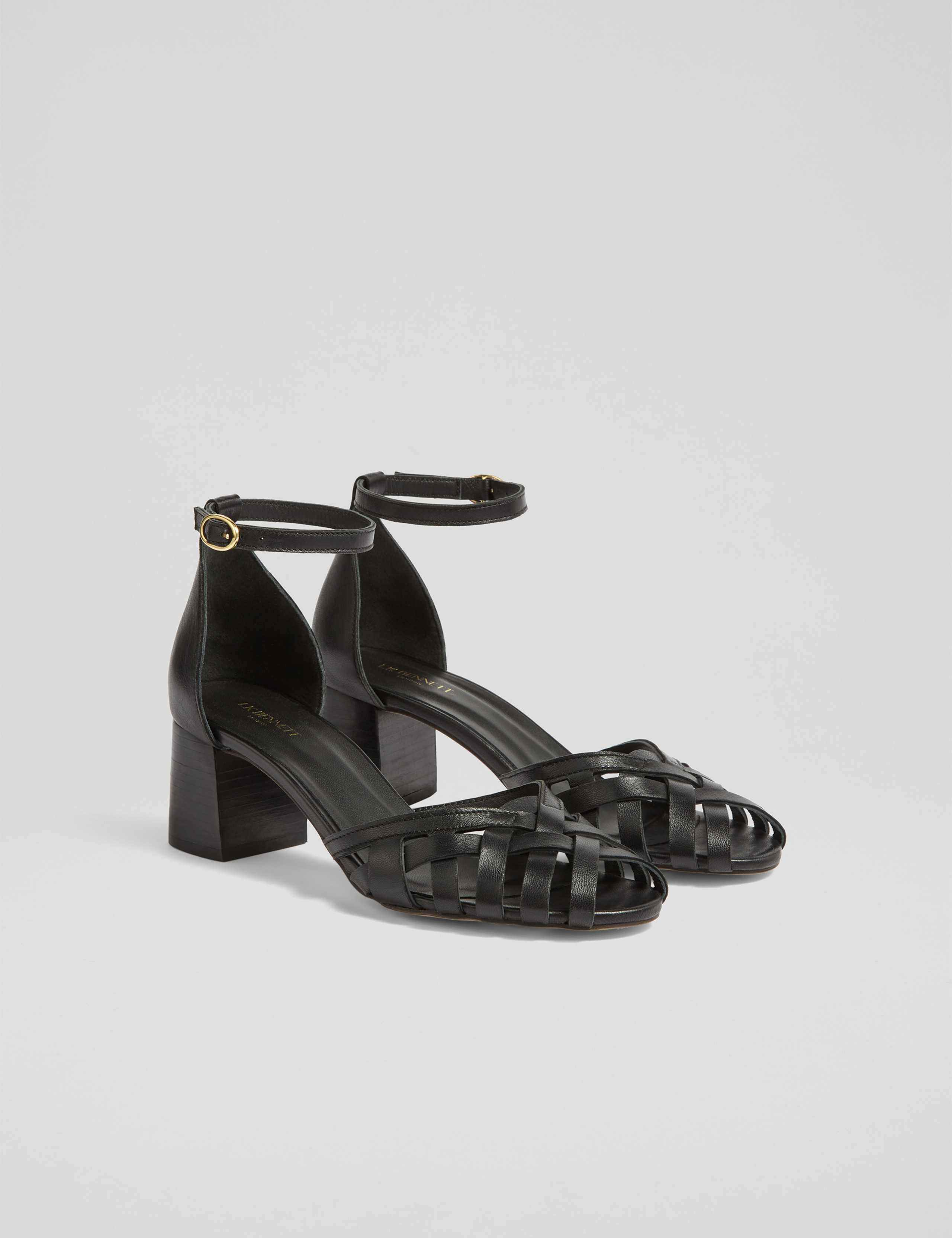 Leather Woven Ankle Strap Sandals 2 of 4