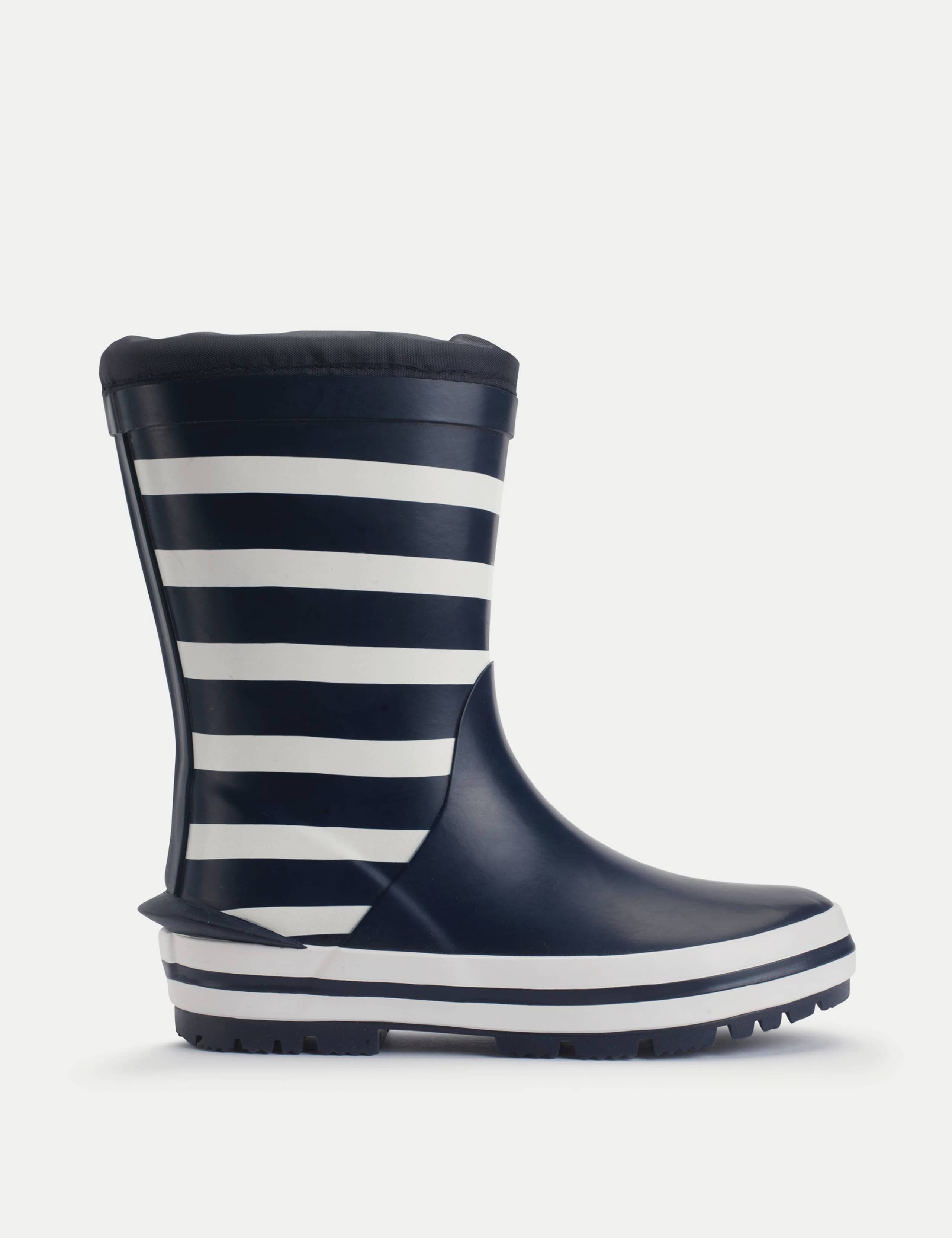 Kids' Striped Fleece Lined Waterproof Wellies (9 Small-2 Large) 1 of 3