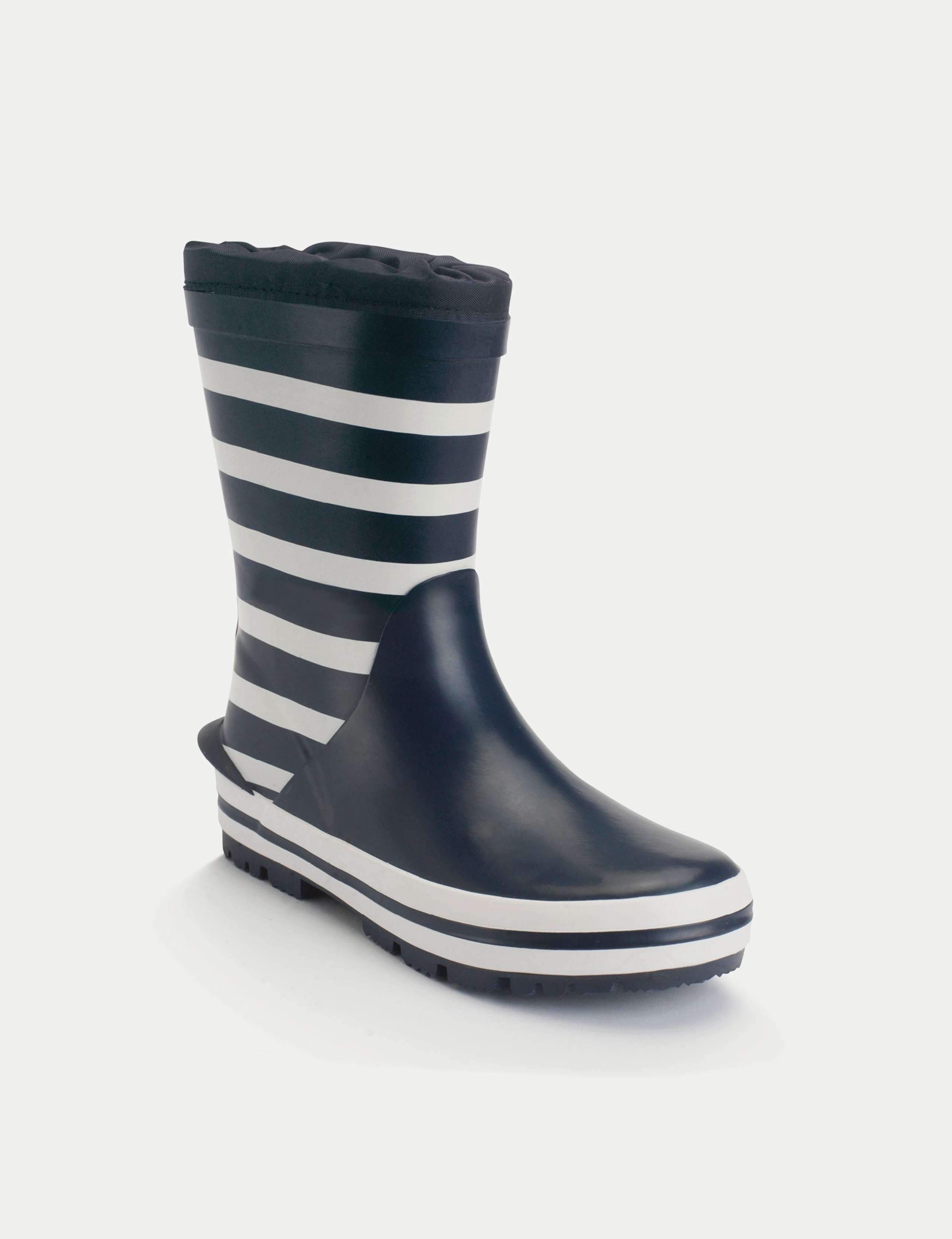 Kids' Striped Fleece Lined Waterproof Wellies (9 Small-2 Large) 2 of 3