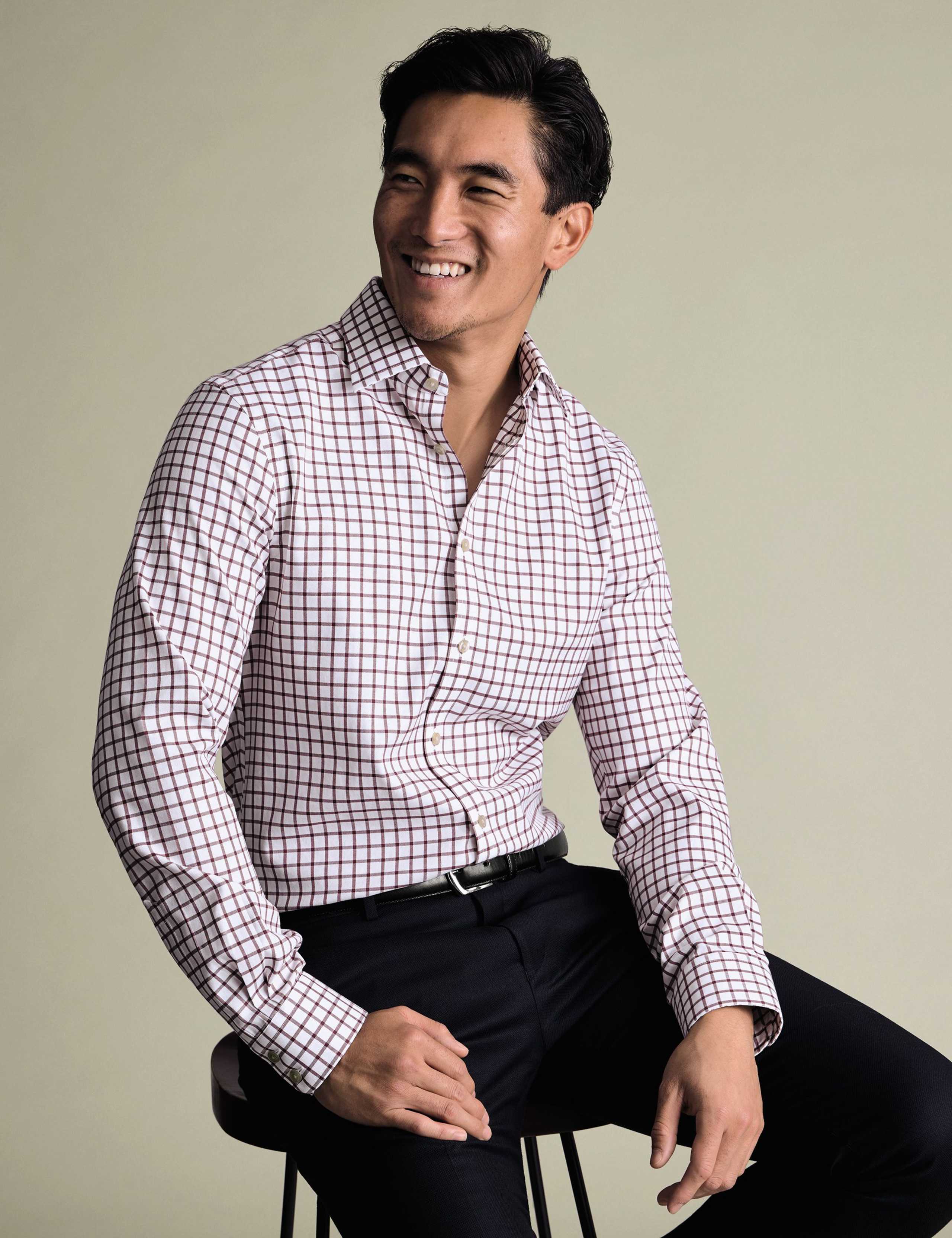 Slim Fit Pure Cotton Check Twill Shirt 1 of 6