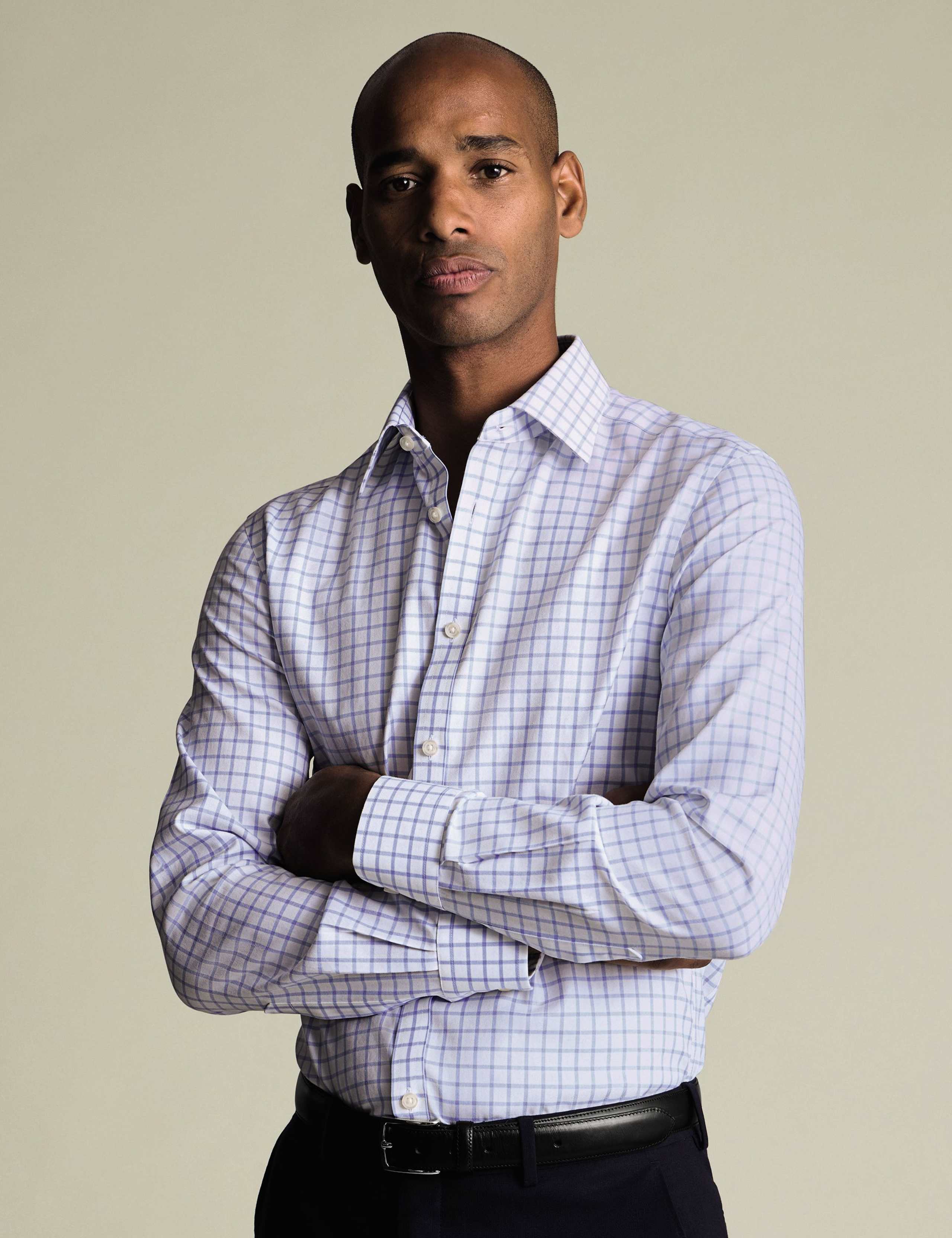 Slim Fit Pure Cotton Check Twill Shirt 1 of 6