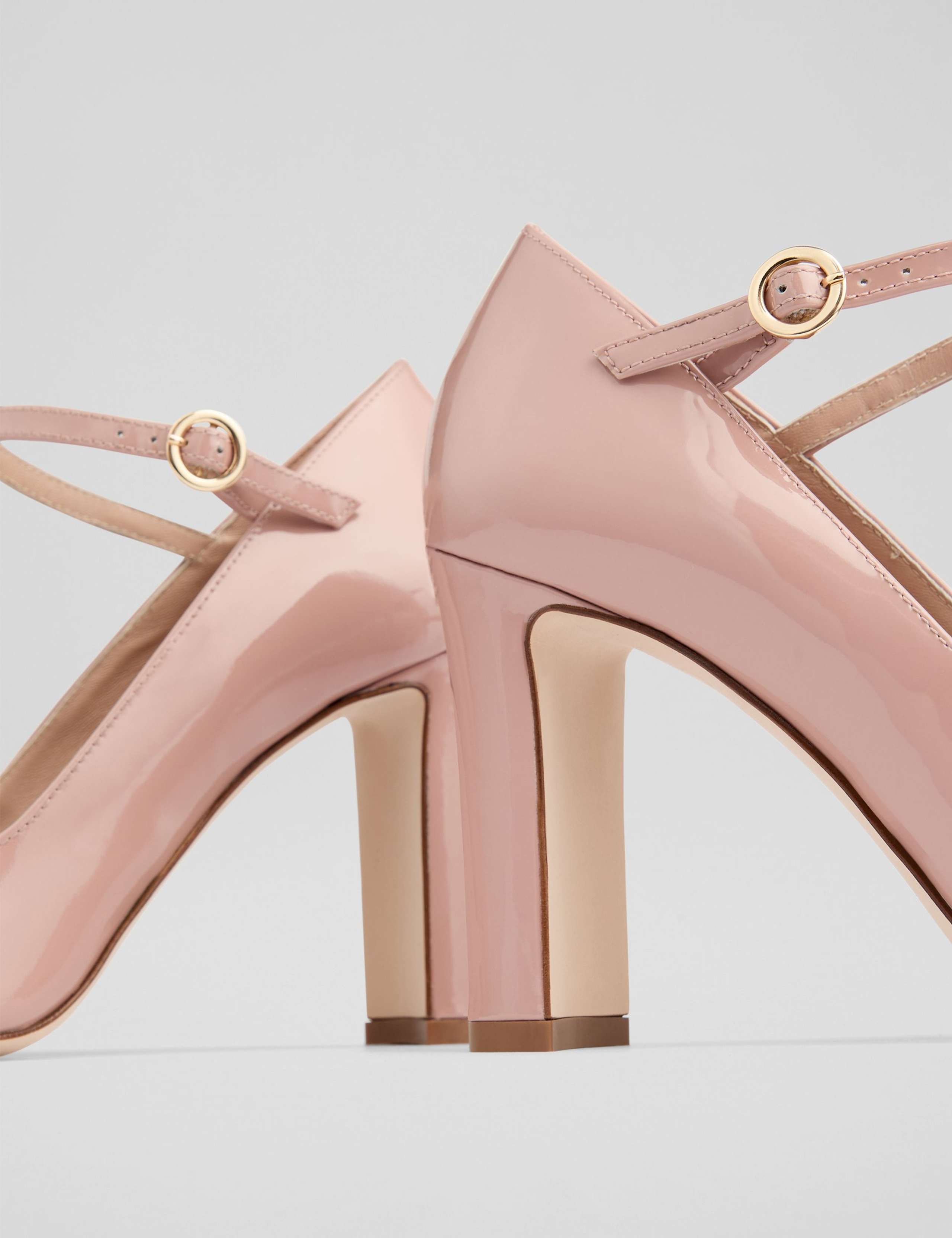 Patent Leather Buckle Block Heel Court Shoes 3 of 3