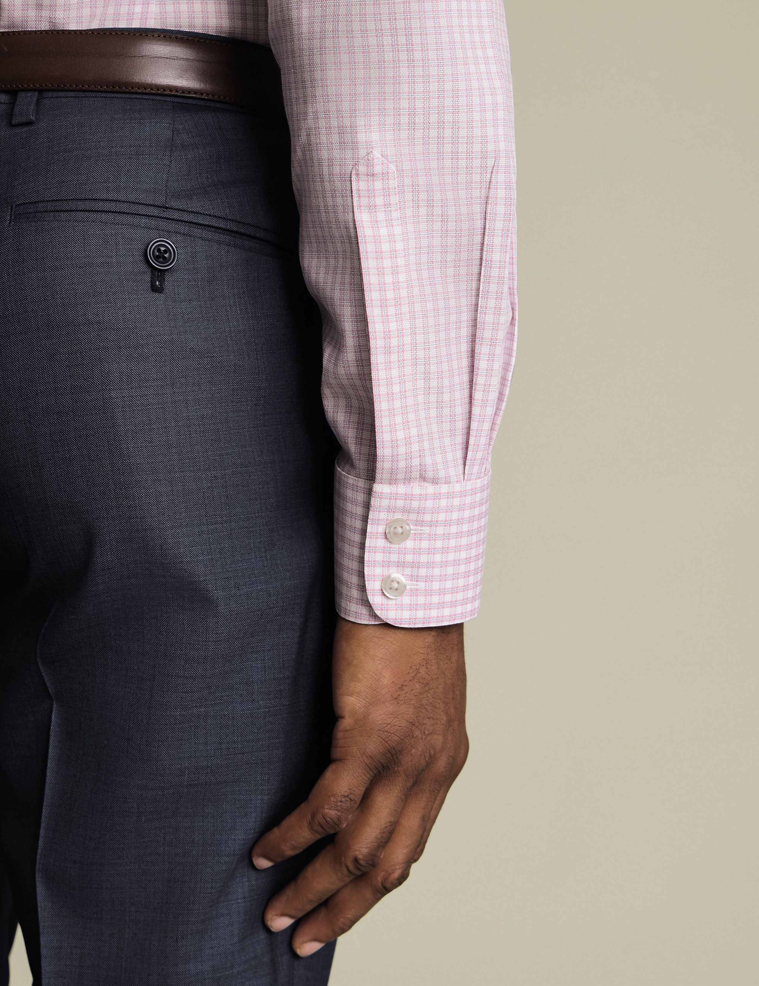 Non Iron Slim Fit Pure Cotton Check Oxford Shirt 5 of 6