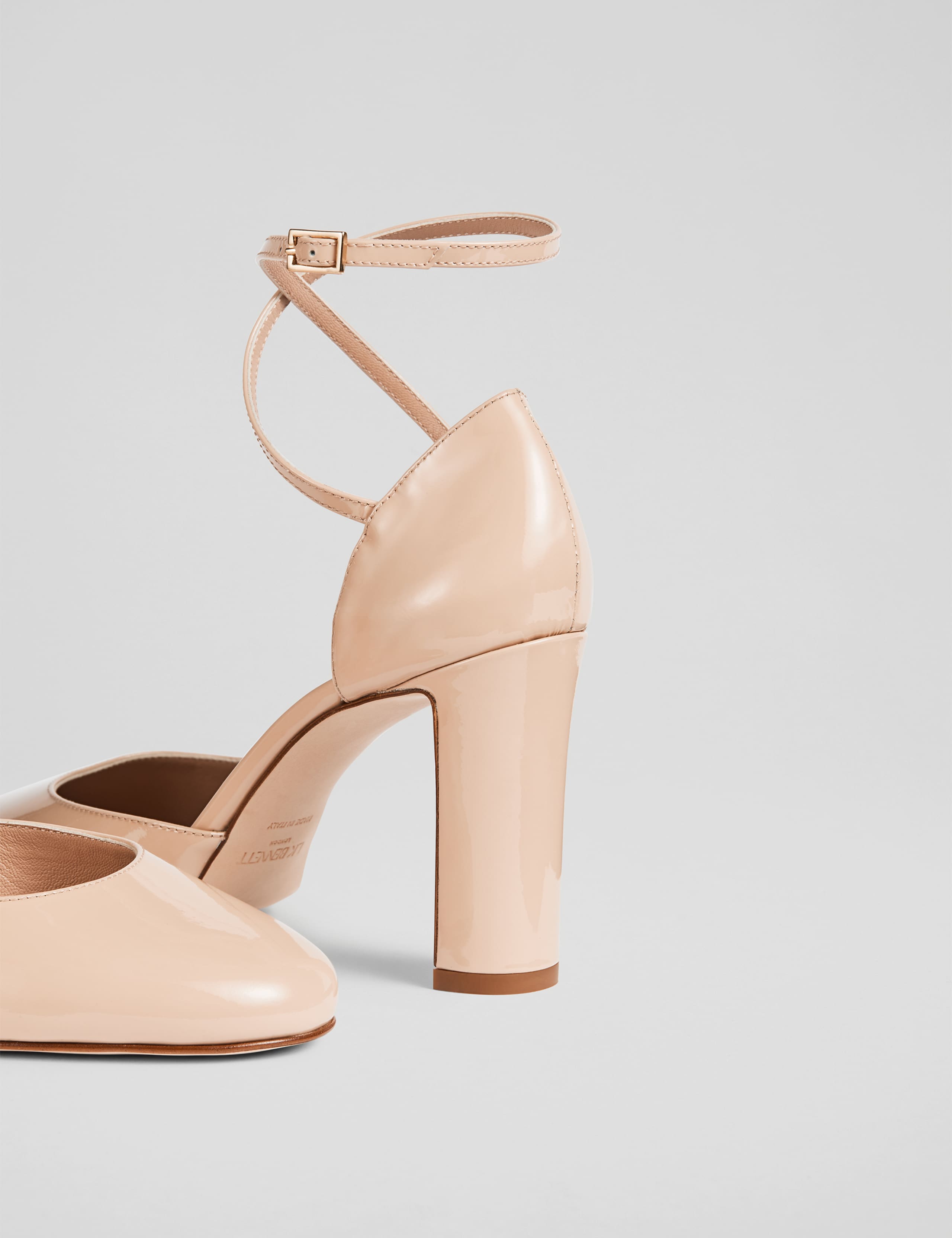 Leather Patent Ankle Strap Court Shoes 2 of 2