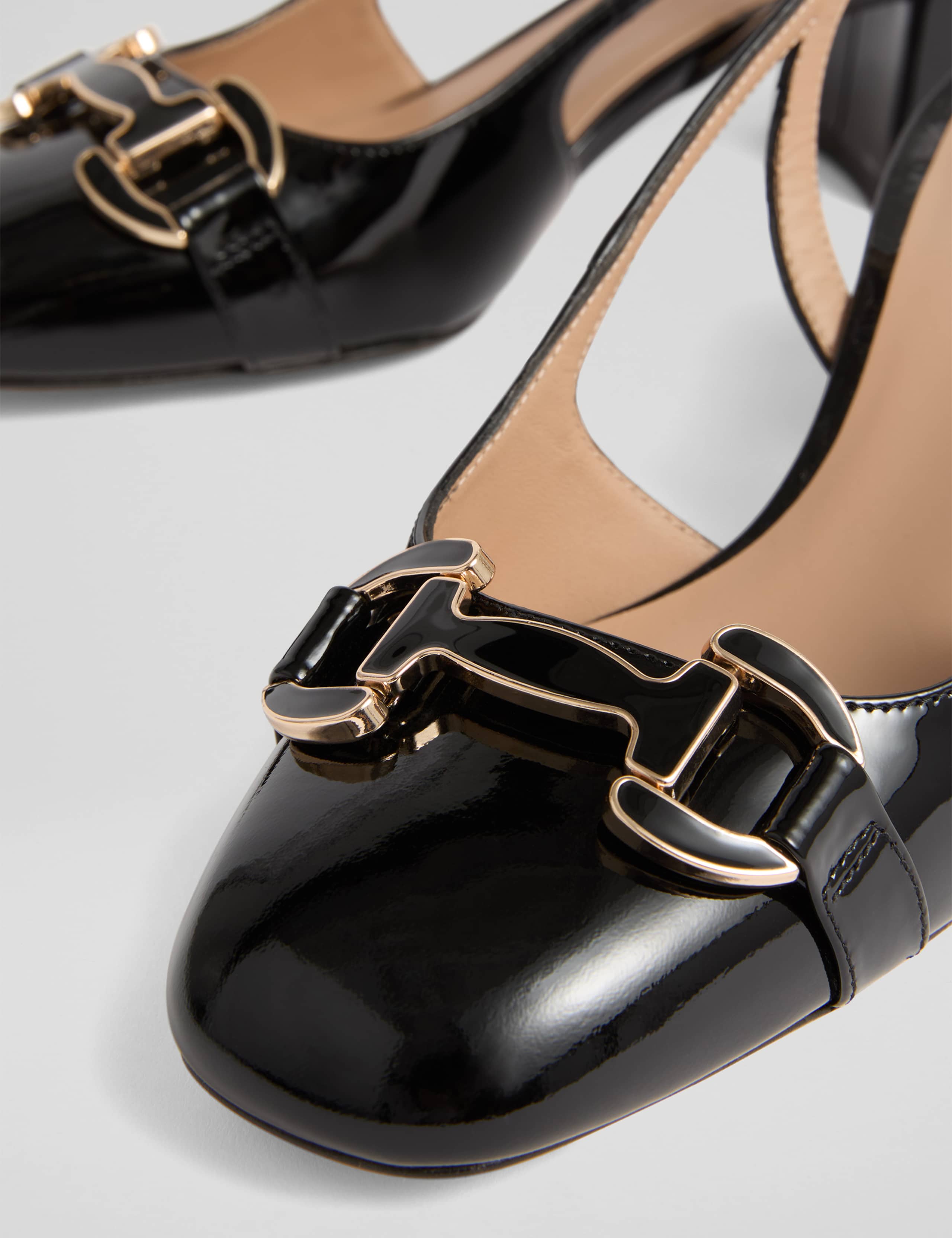 Leather Patent Block Heel Slingback Shoes 4 of 4
