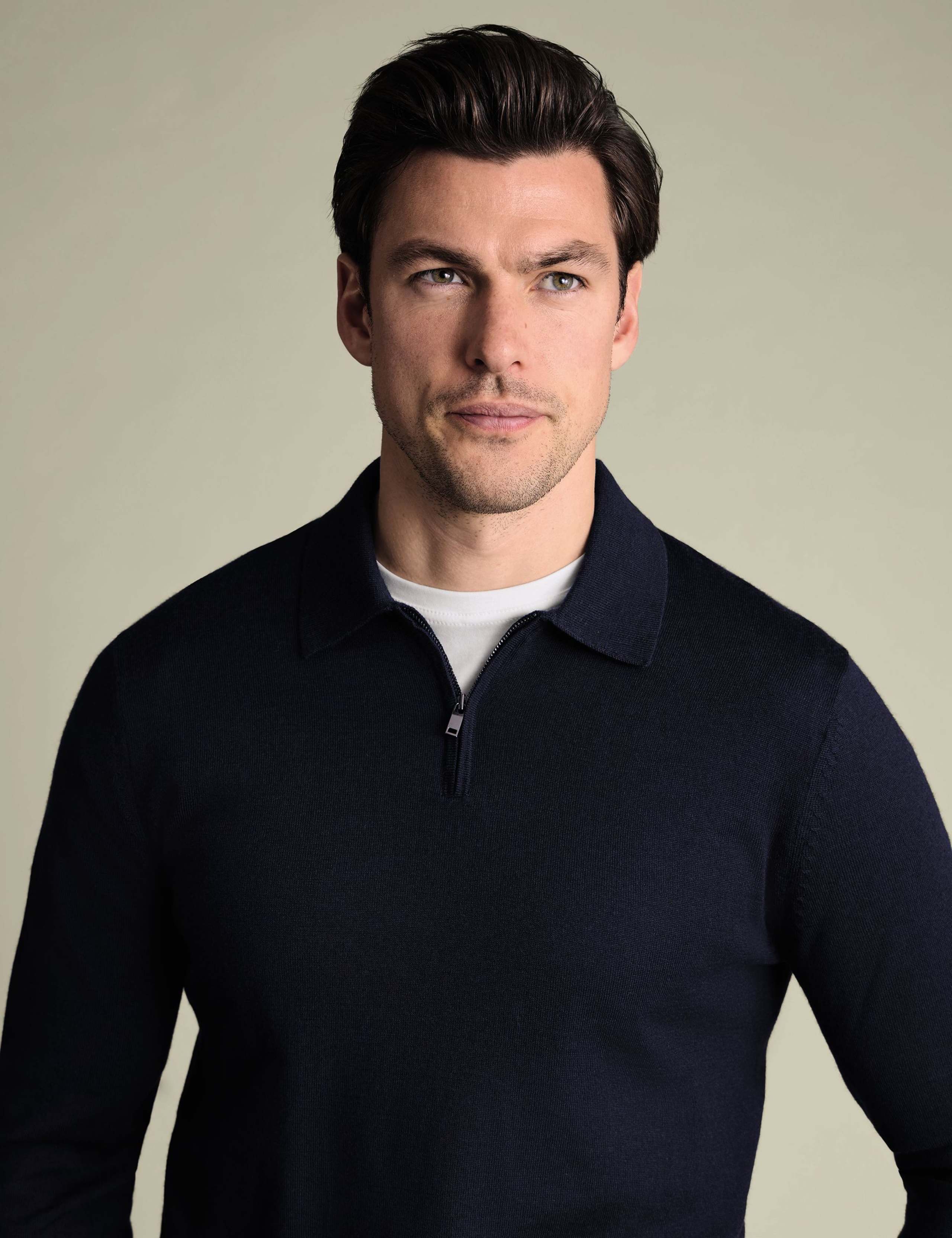 Pure Wool Half Zip Knitted Polo Shirt 3 of 4