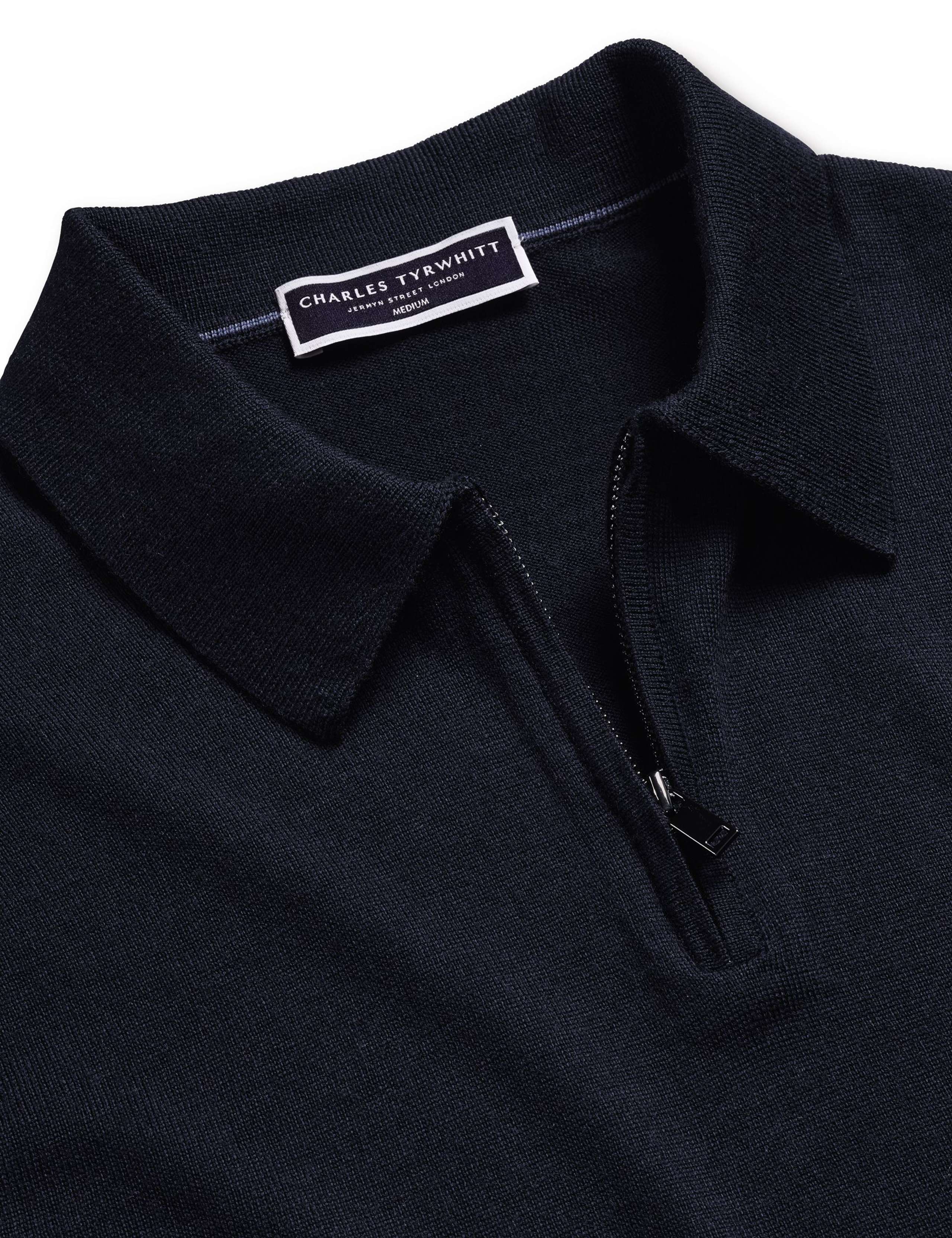 Pure Wool Half Zip Knitted Polo Shirt 4 of 4