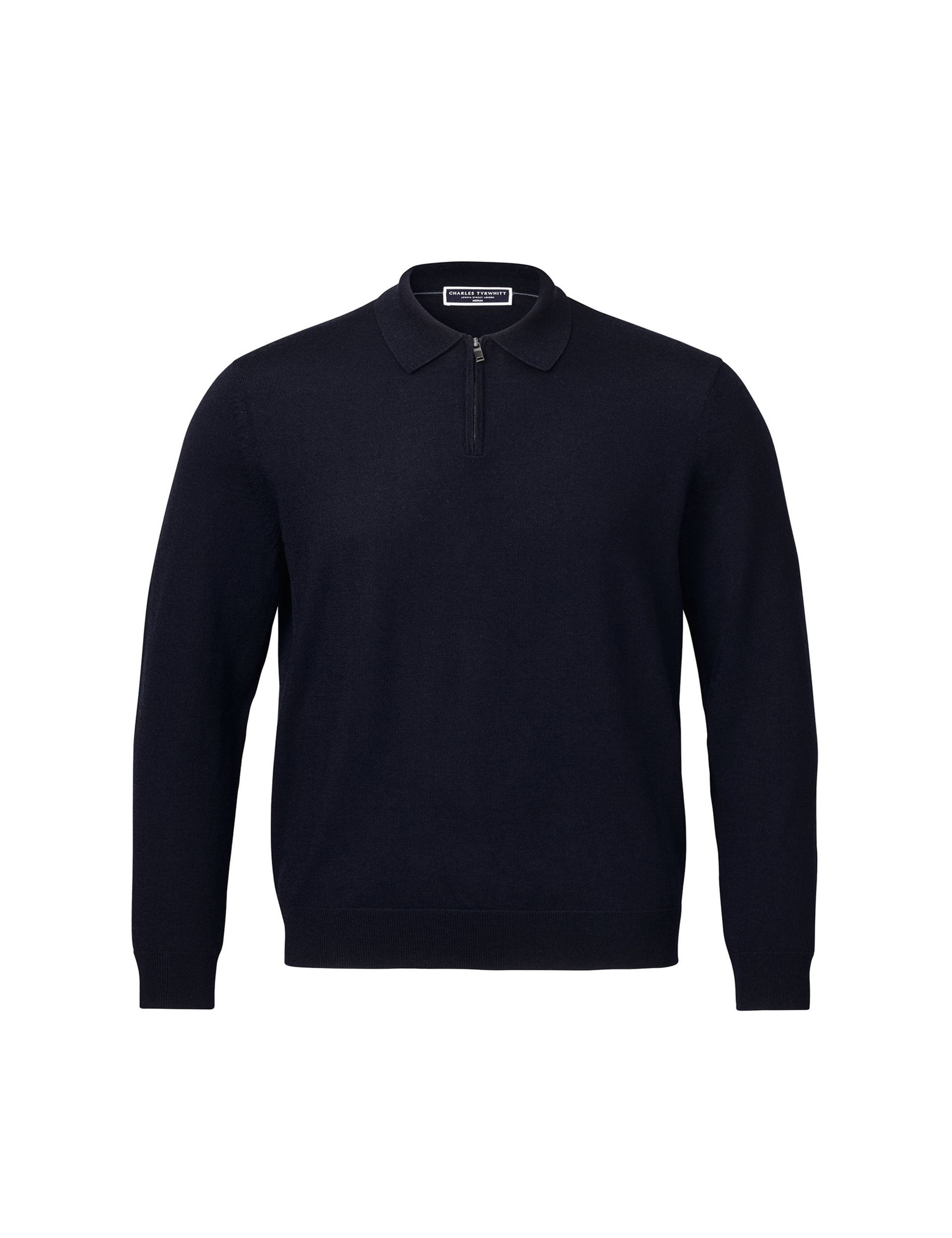 Pure Wool Half Zip Knitted Polo Shirt 2 of 4