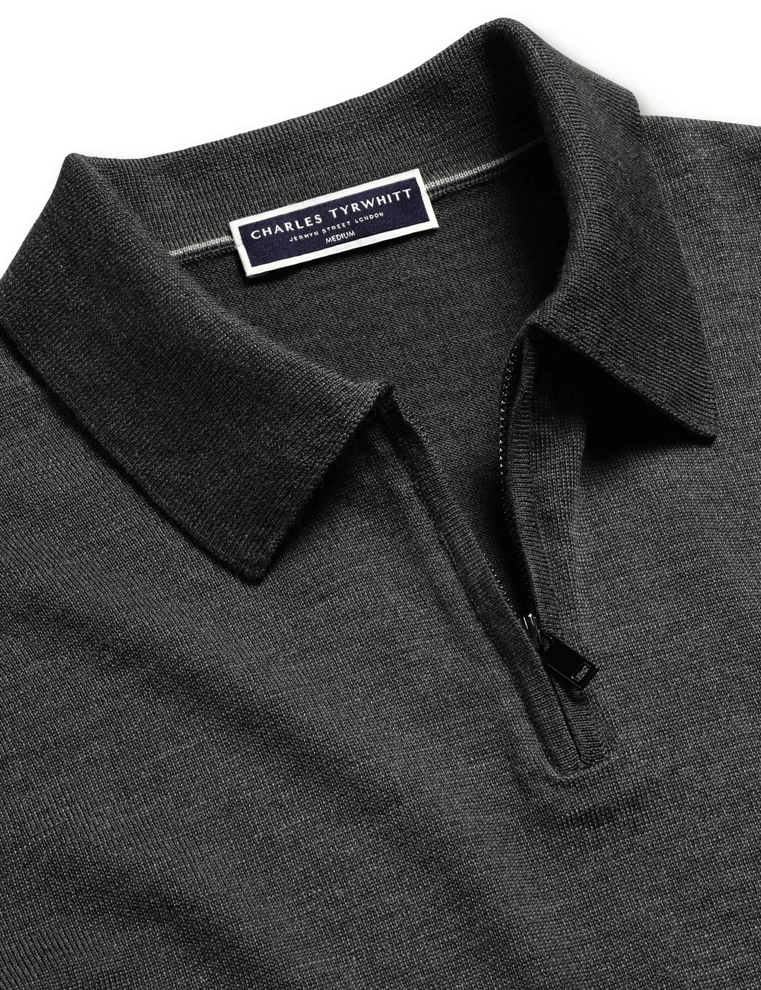 Pure Wool Half Zip Knitted Polo Shirt 4 of 4