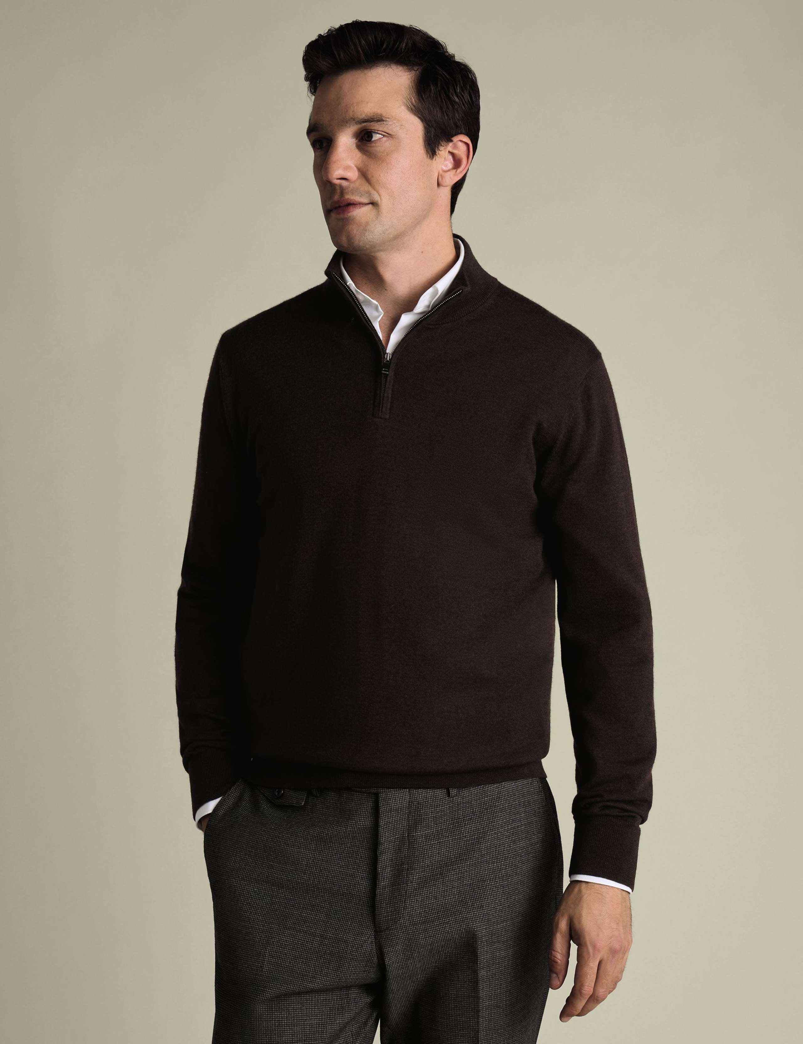 Pure Wool Half Zip Jumper 1 of 5
