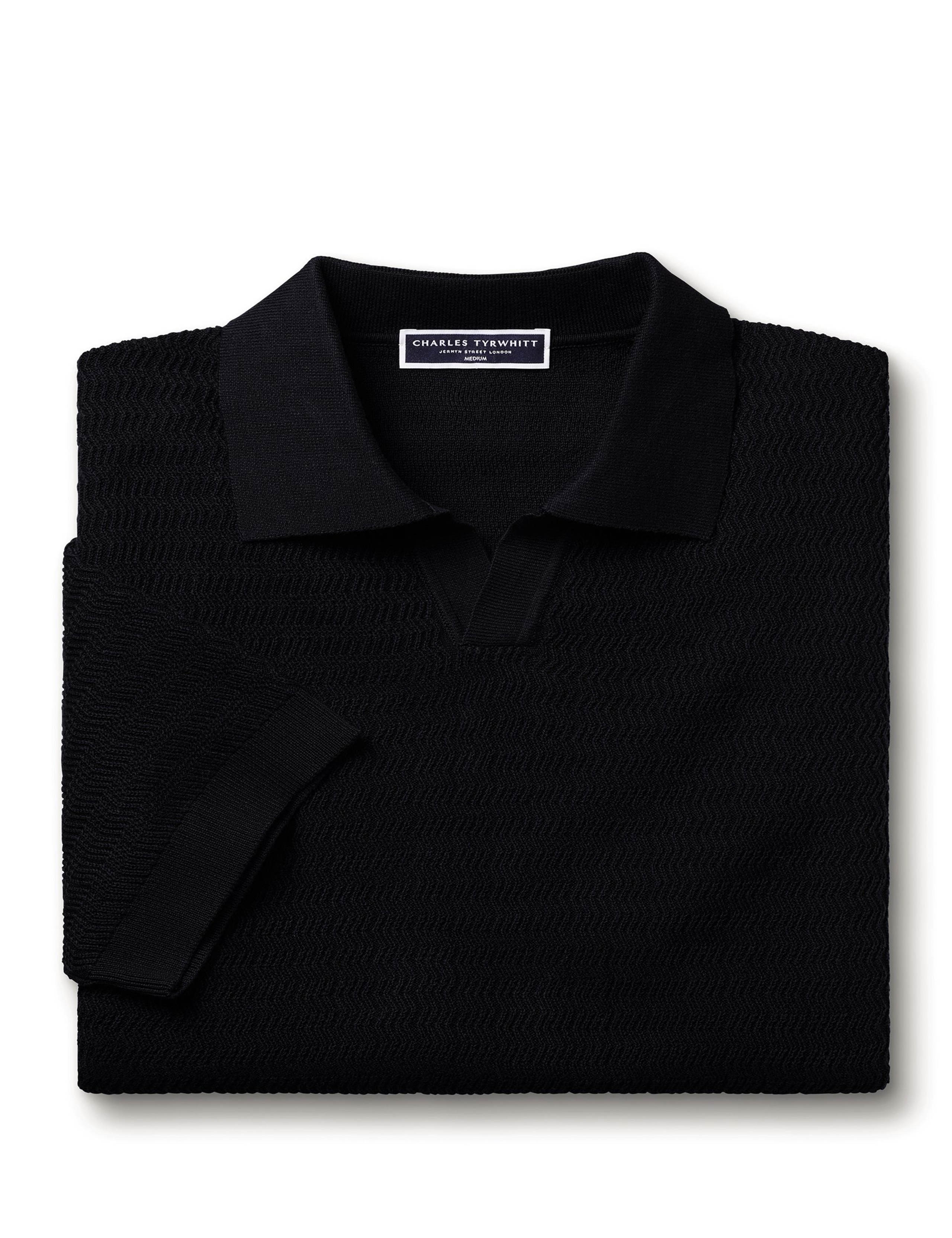 Pure Cotton Textured Knitted Polo Shirt 1 of 2