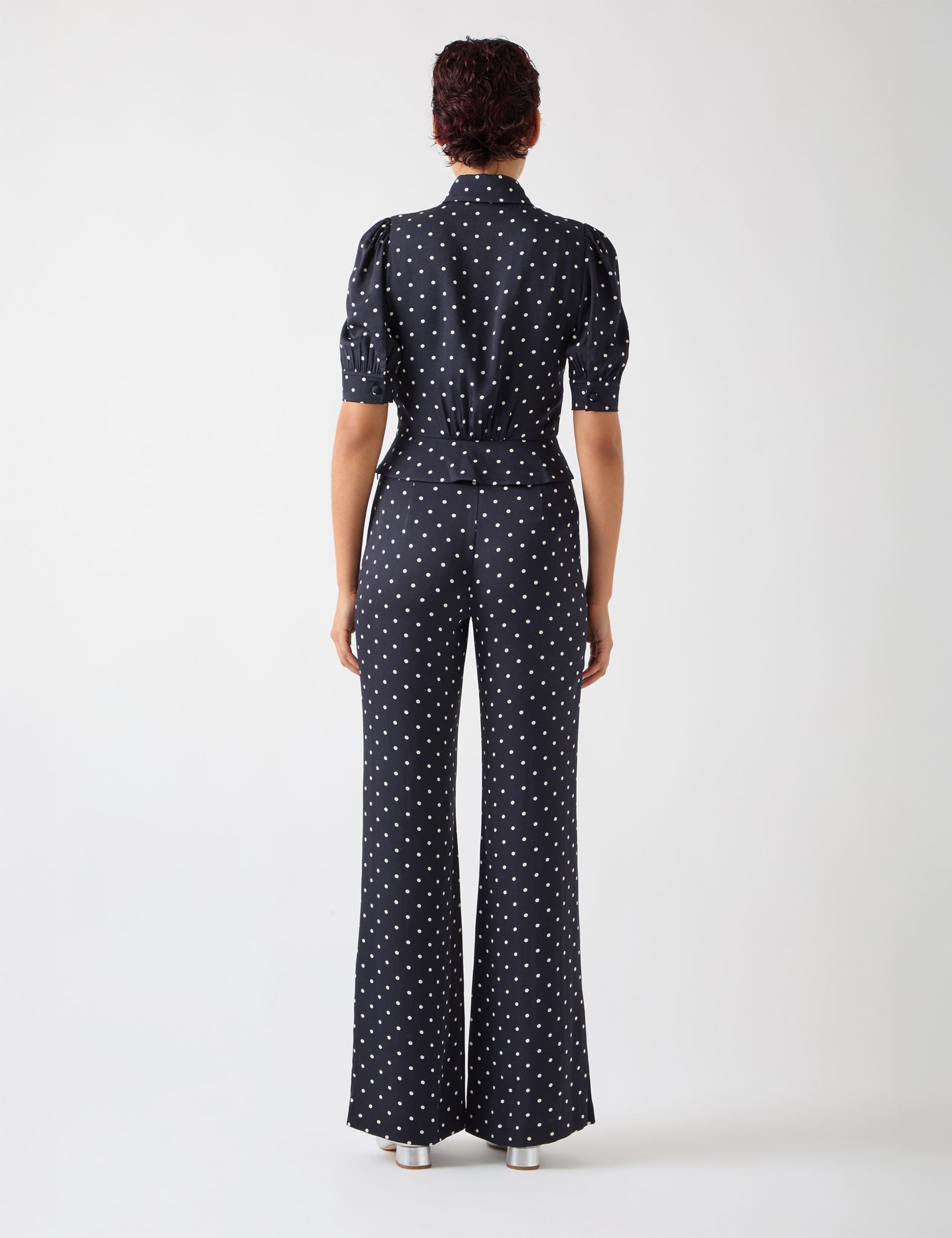 Polka Dot Flared Trousers 3 of 4
