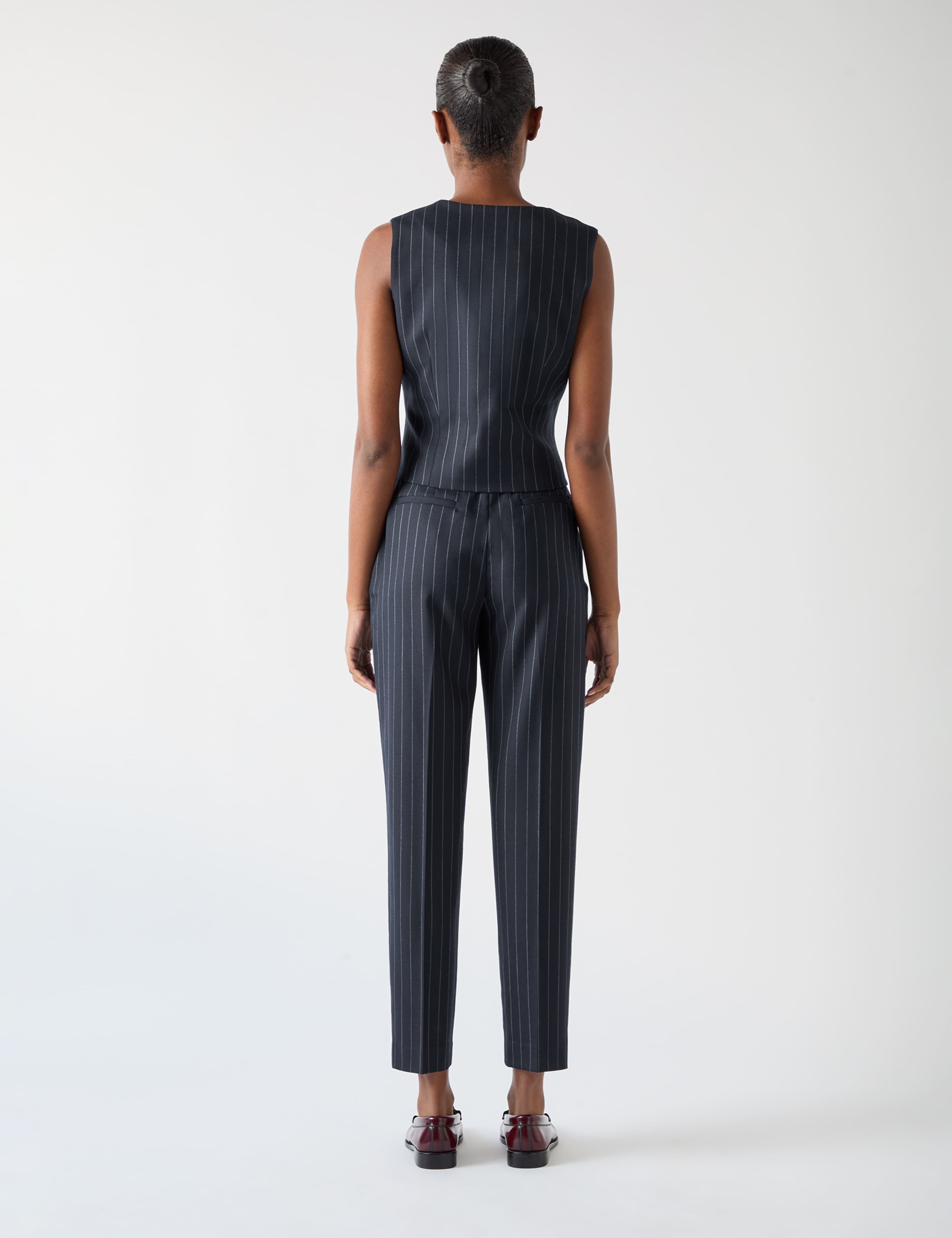 Wool Blend Pinstripe Tailored Trousers 3 of 4