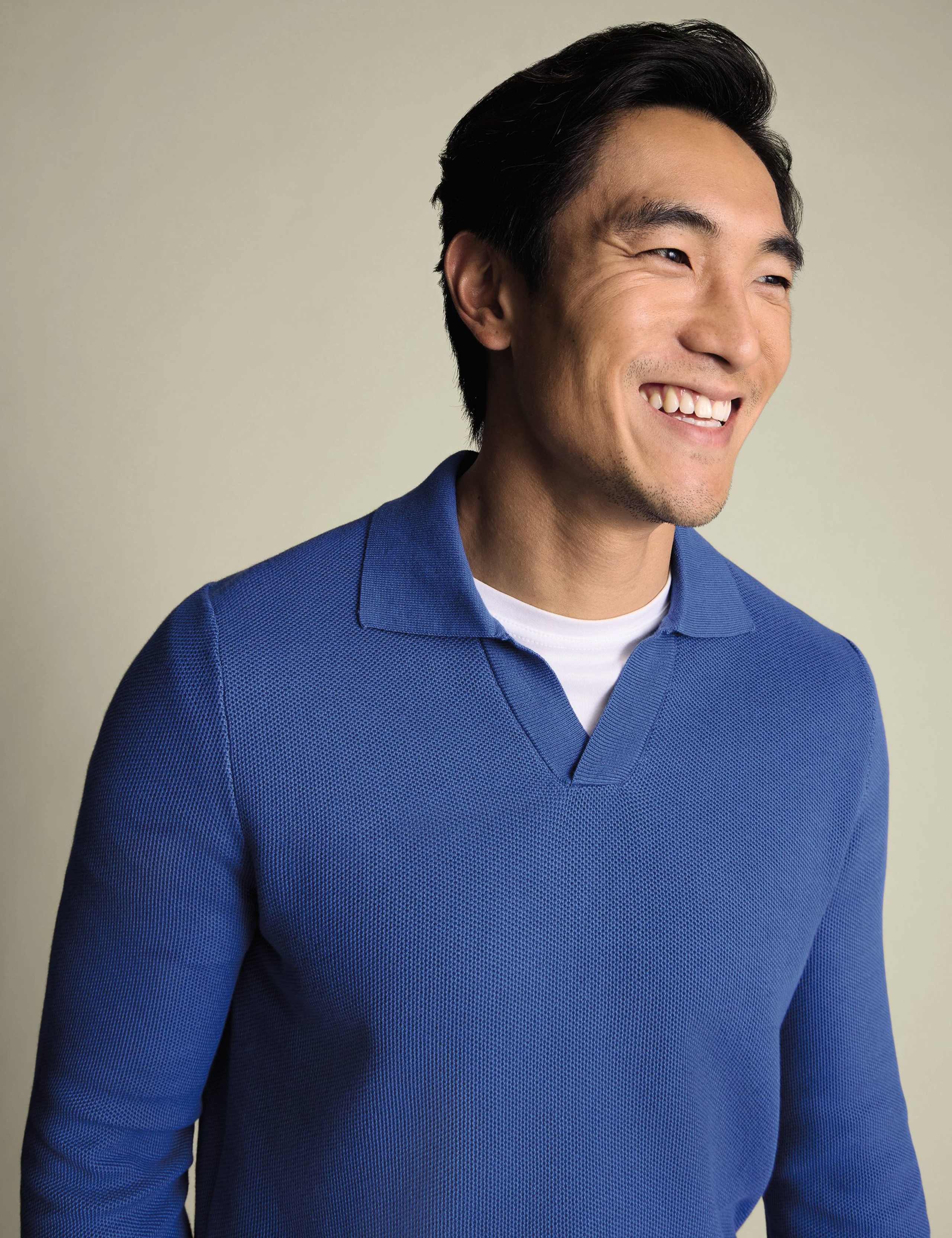 Pure Cotton Textured Collared Neck Jumper 3 of 4