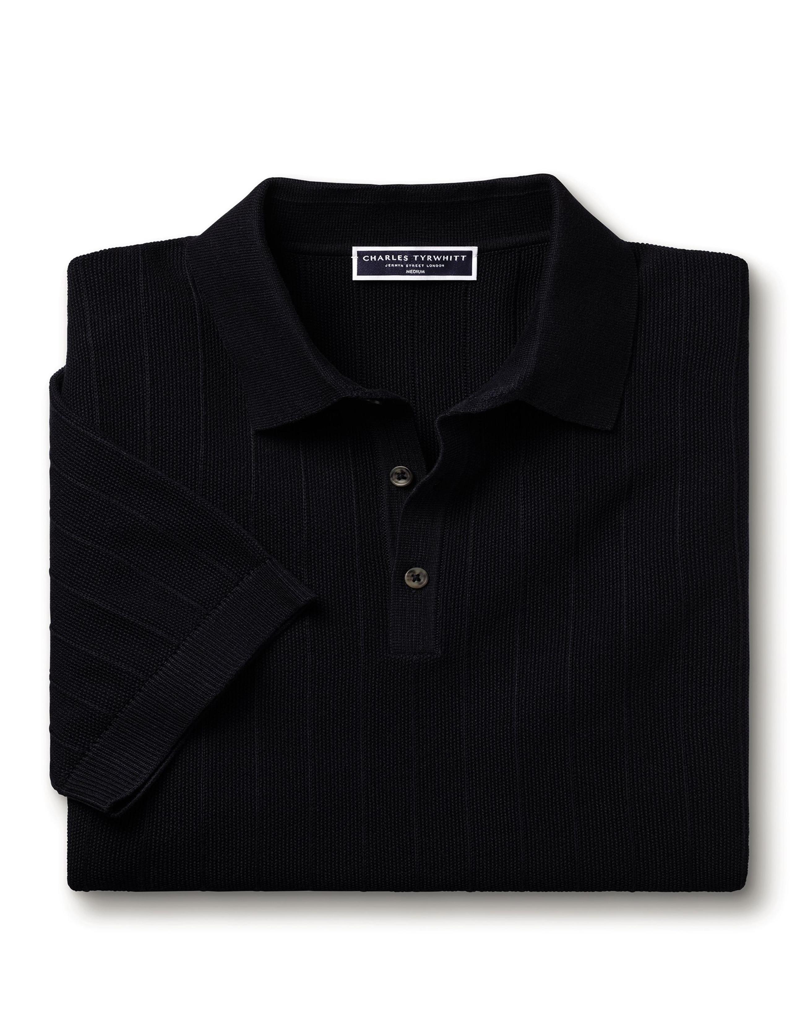 Pure Cotton Textured Stripe Knitted Polo Shirt 2 of 4