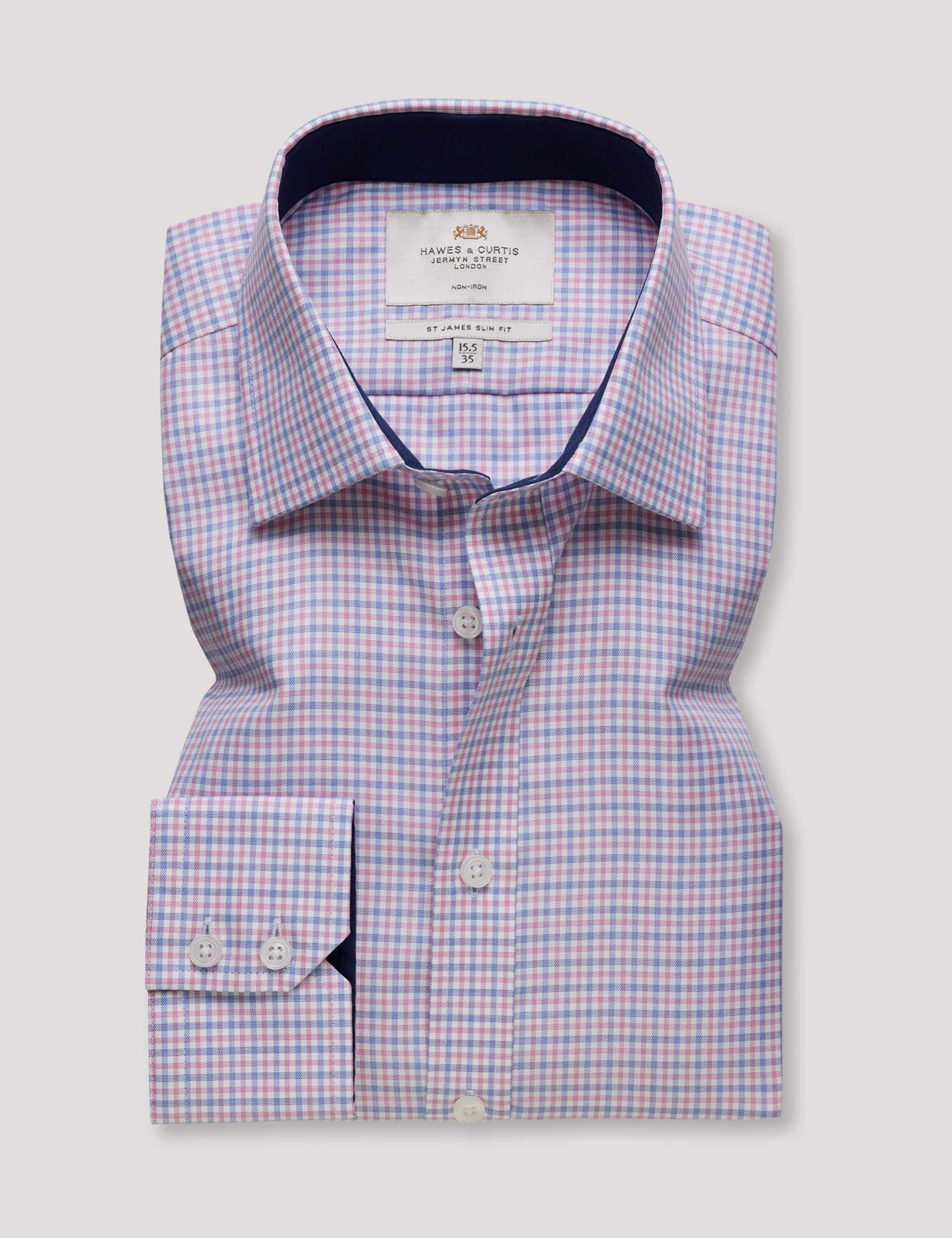 Slim Fit Non Iron Pure Cotton Check Shirt 2 of 2