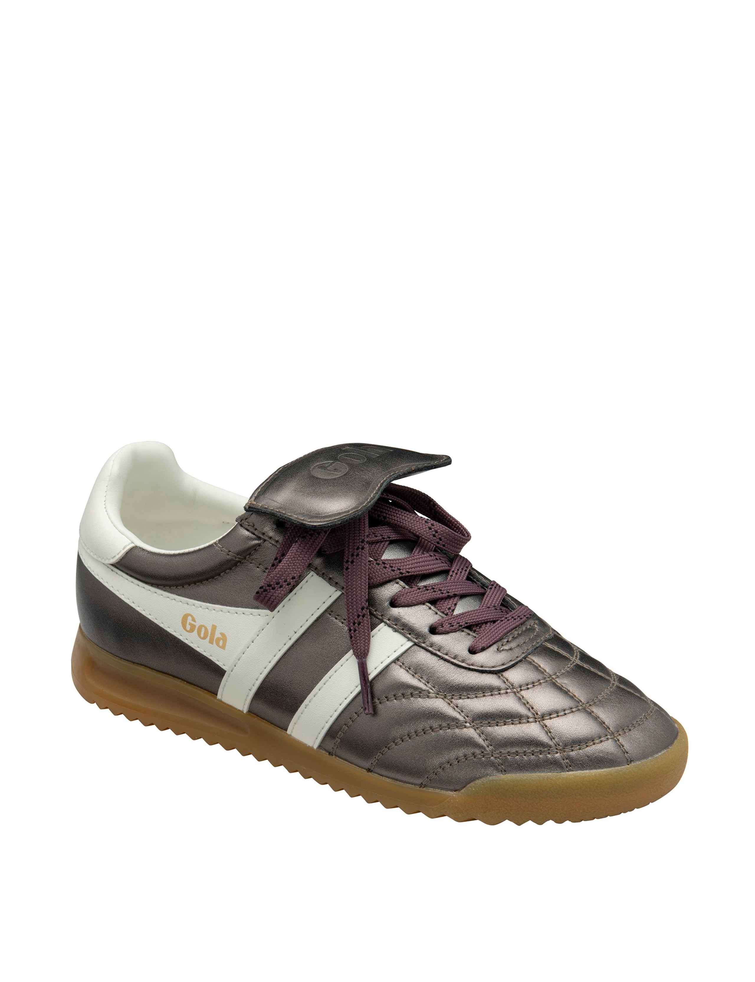 Leather Lace Up Metallic Trainers 2 of 5