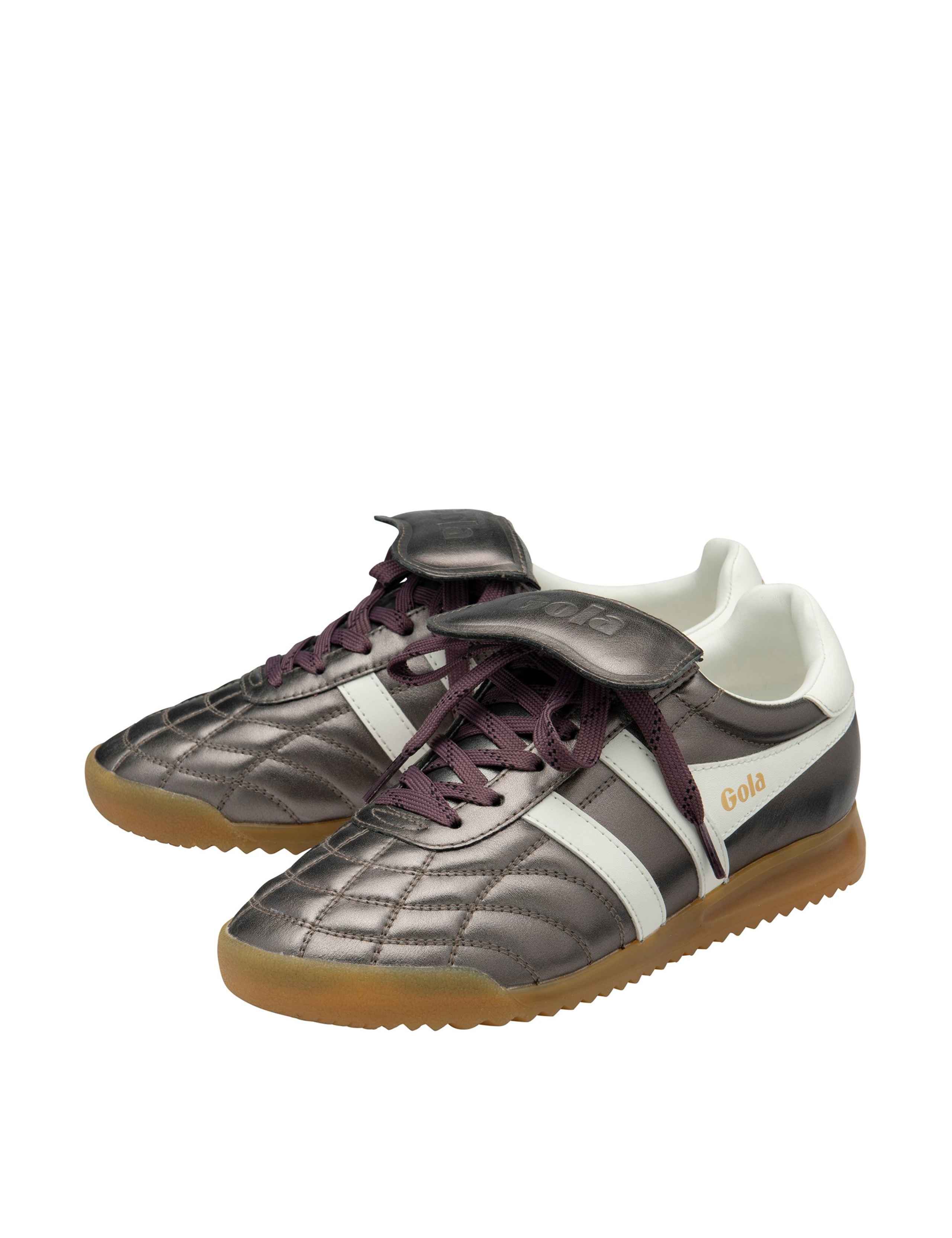 Leather Lace Up Metallic Trainers 3 of 5
