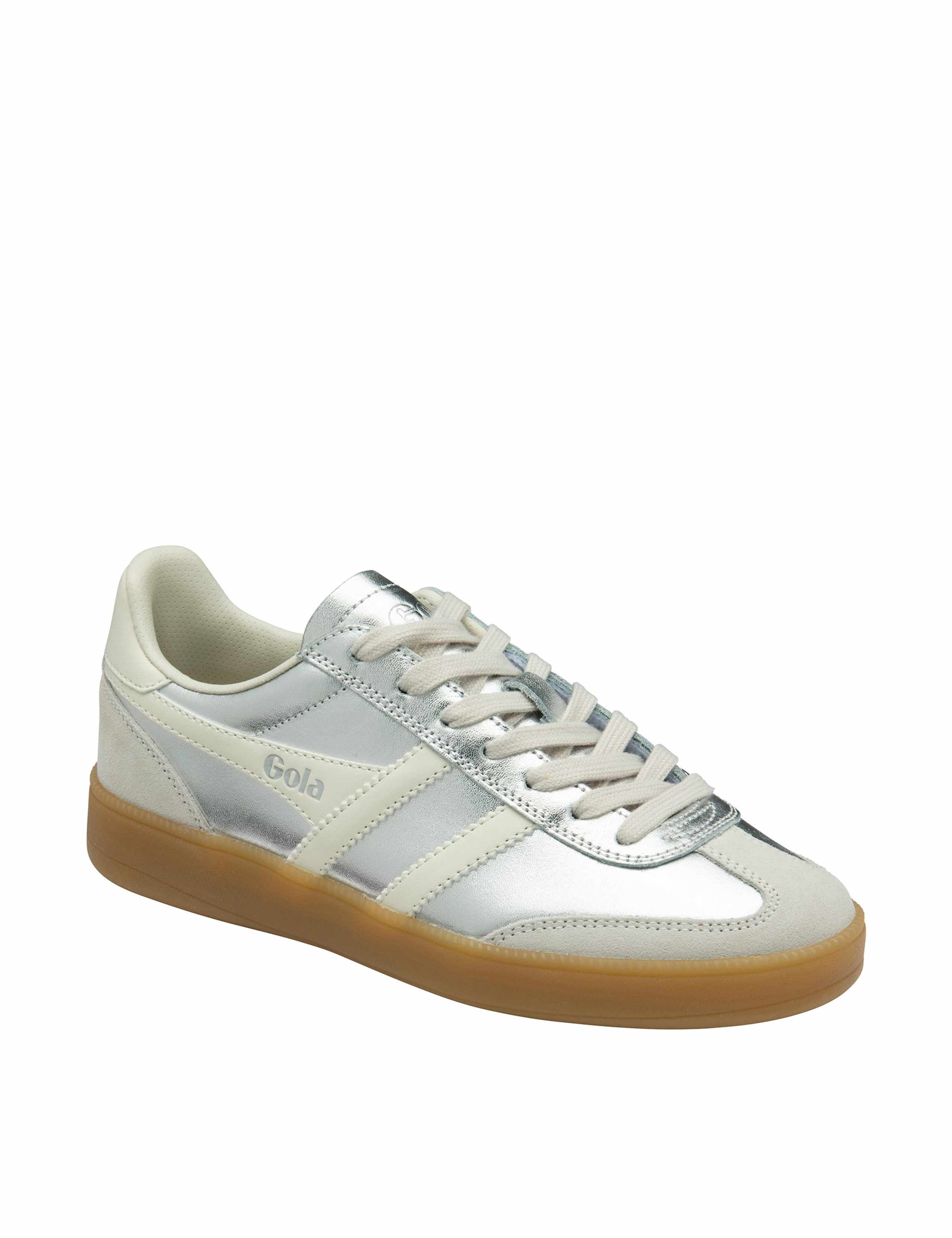 Leather Lace Up Metallic Striped Trainers 2 of 5