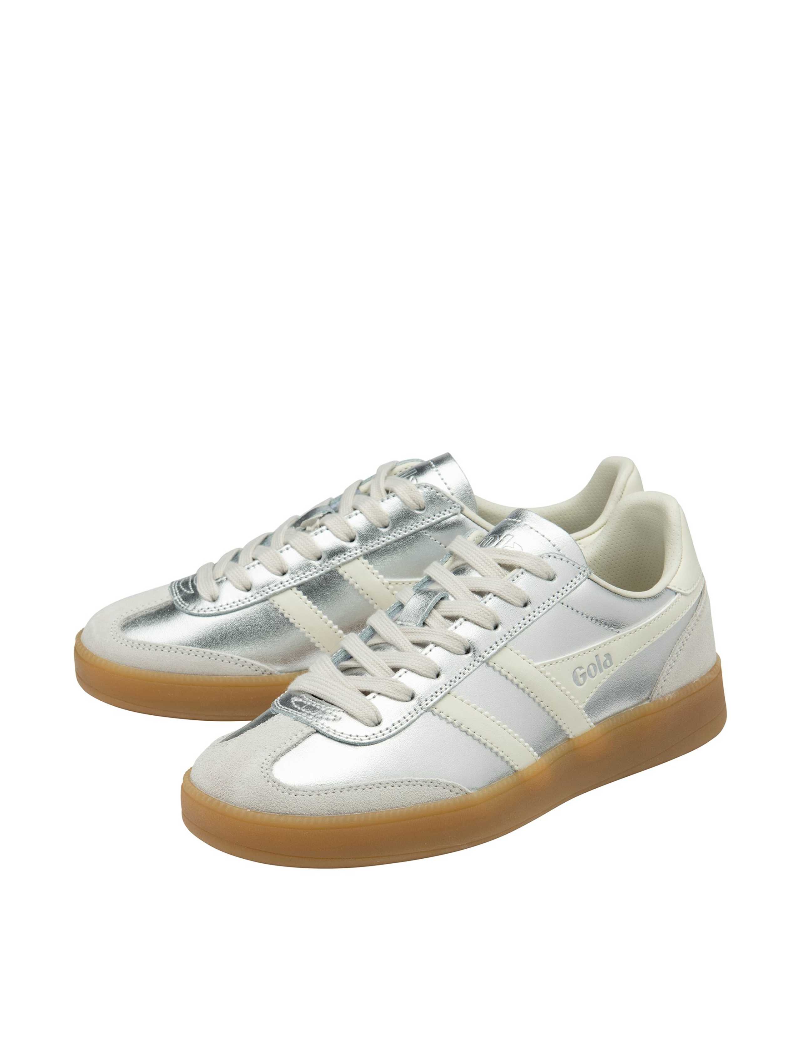 Leather Lace Up Metallic Striped Trainers 3 of 5