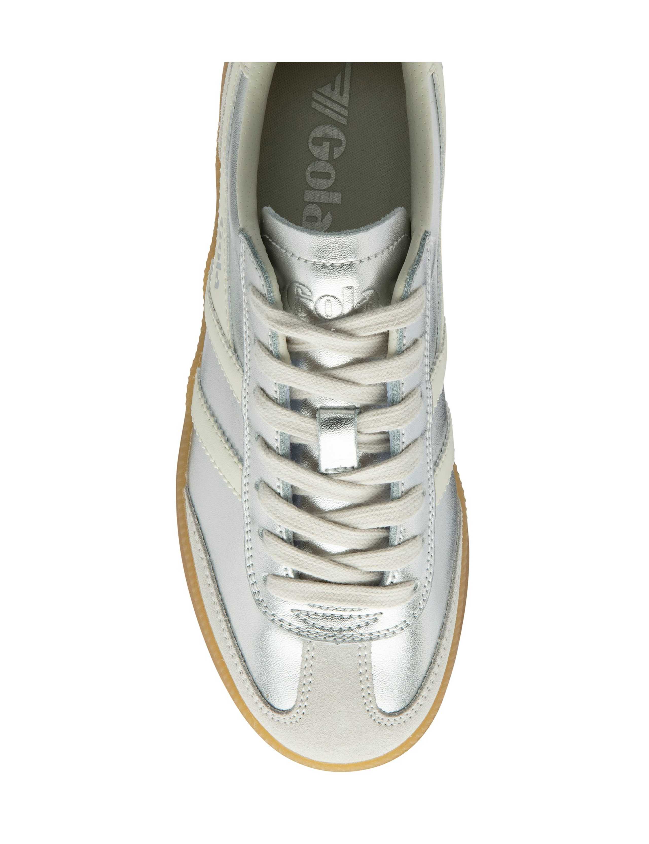 Leather Lace Up Metallic Striped Trainers 4 of 5