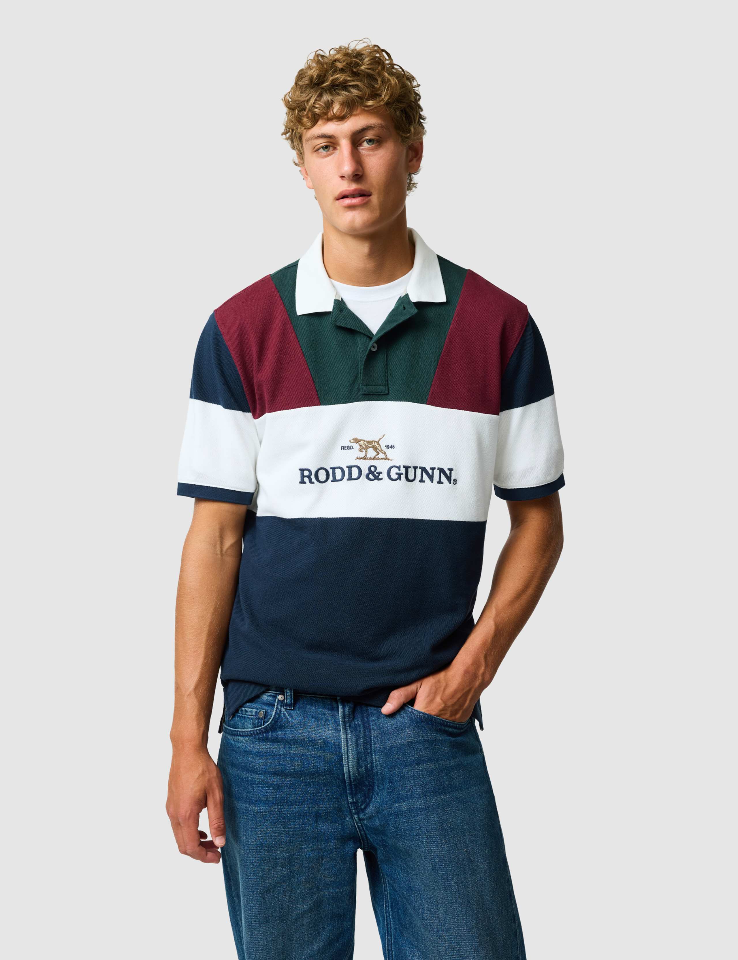 Pure Cotton Colour Block Polo Shirt 1 of 6