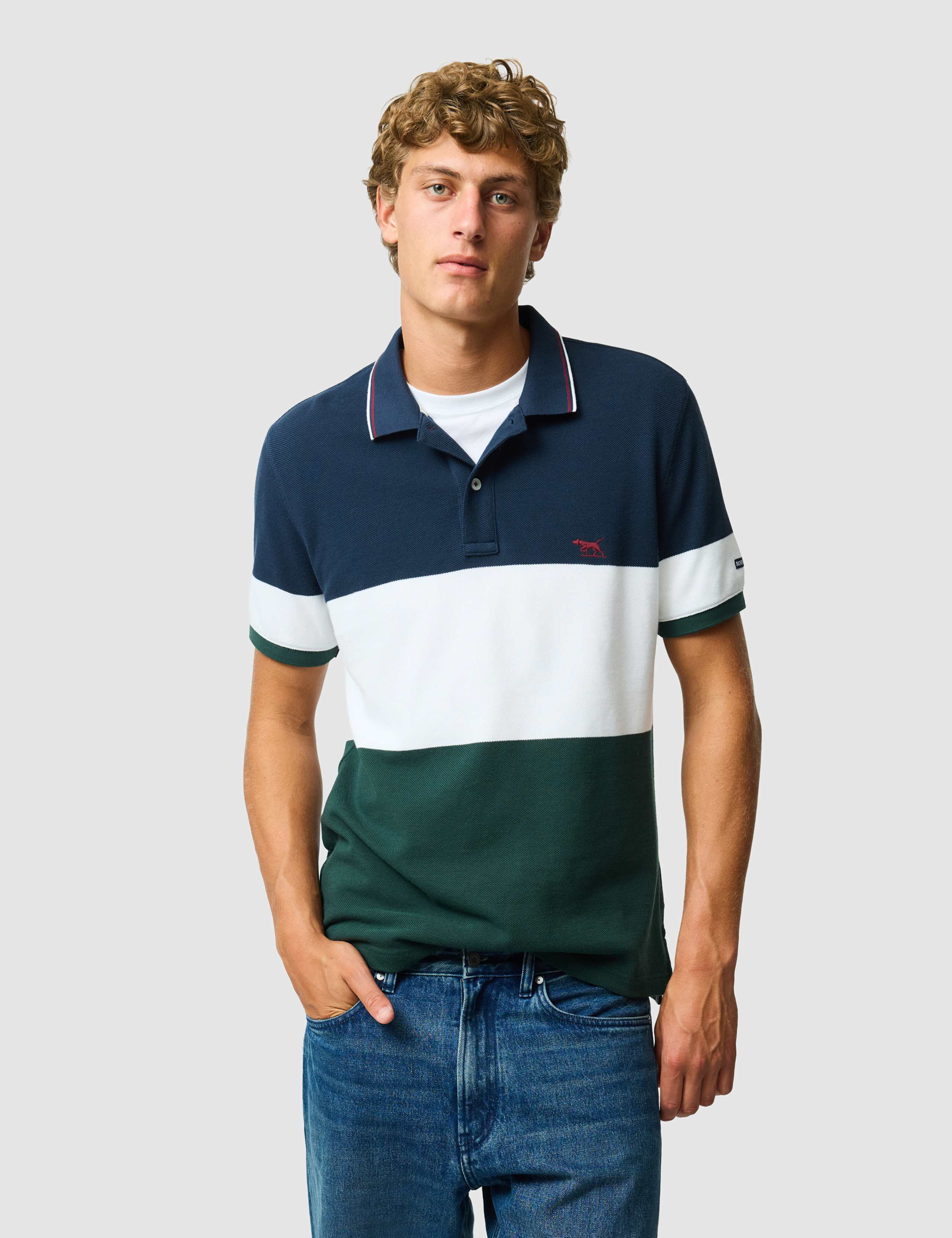 Slim Fit Pure Cotton Colour Block Polo Shirt 1 of 6