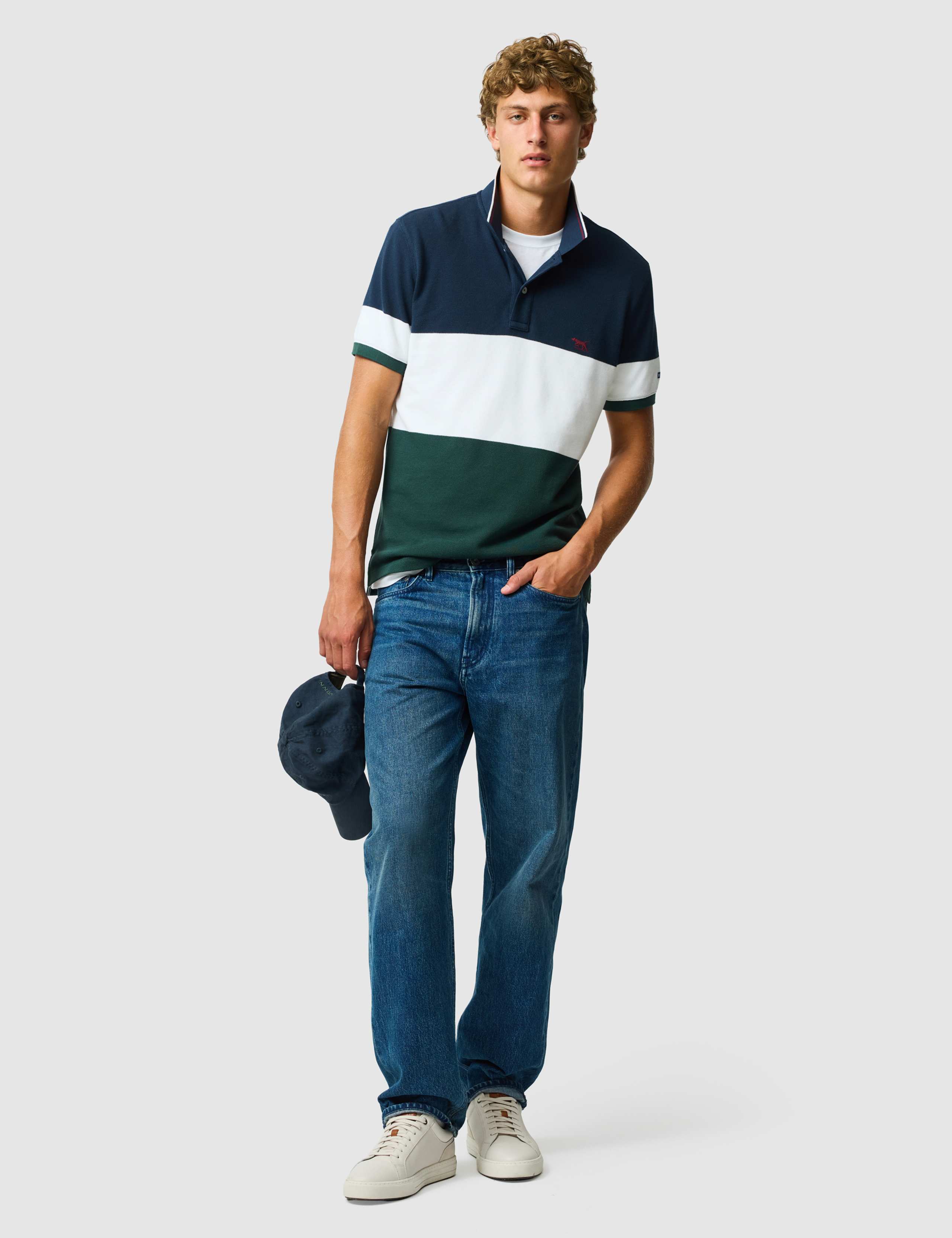 Slim Fit Pure Cotton Colour Block Polo Shirt 2 of 6