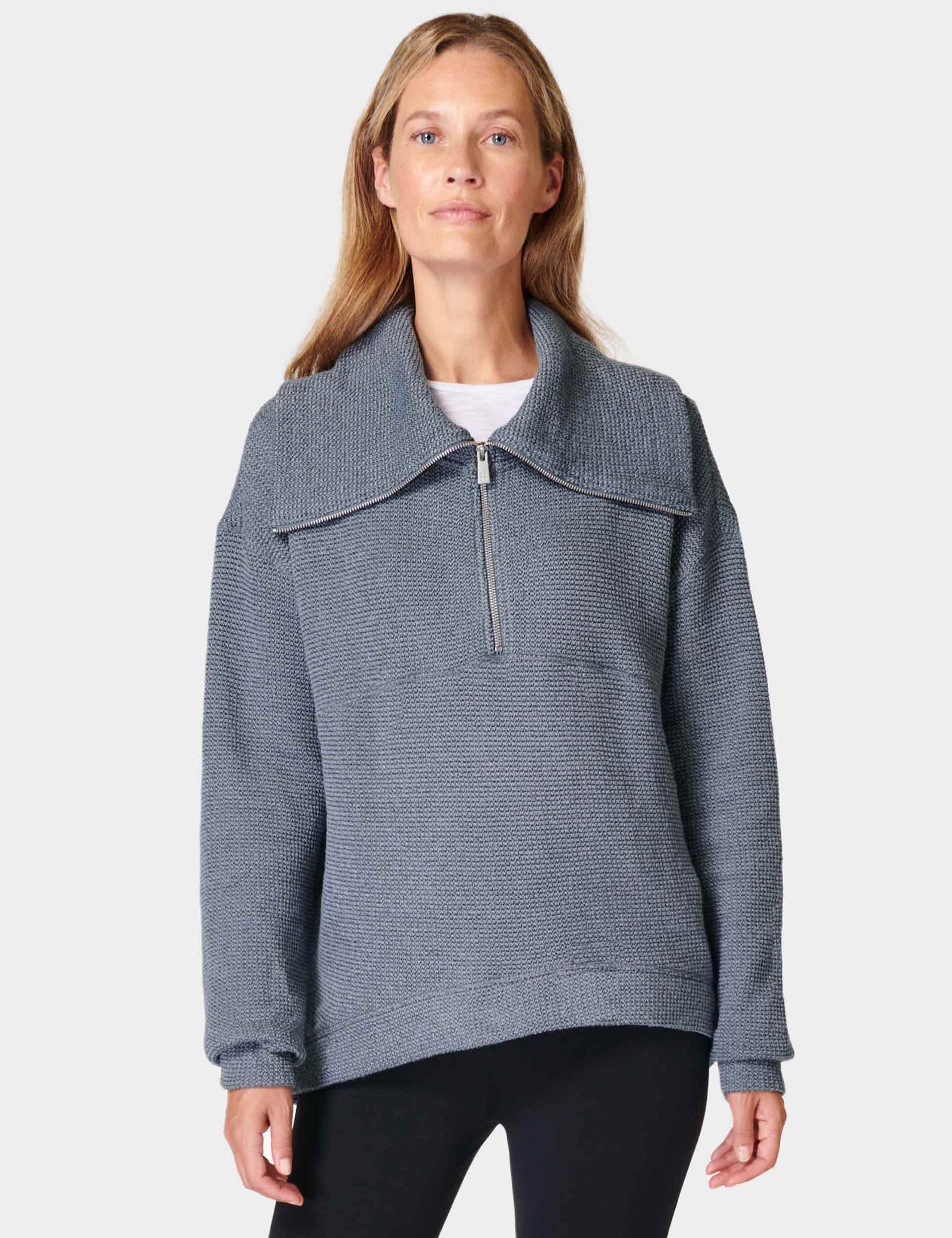 Restful Cotton Rich Half Zip Sweatshirt 1 of 6