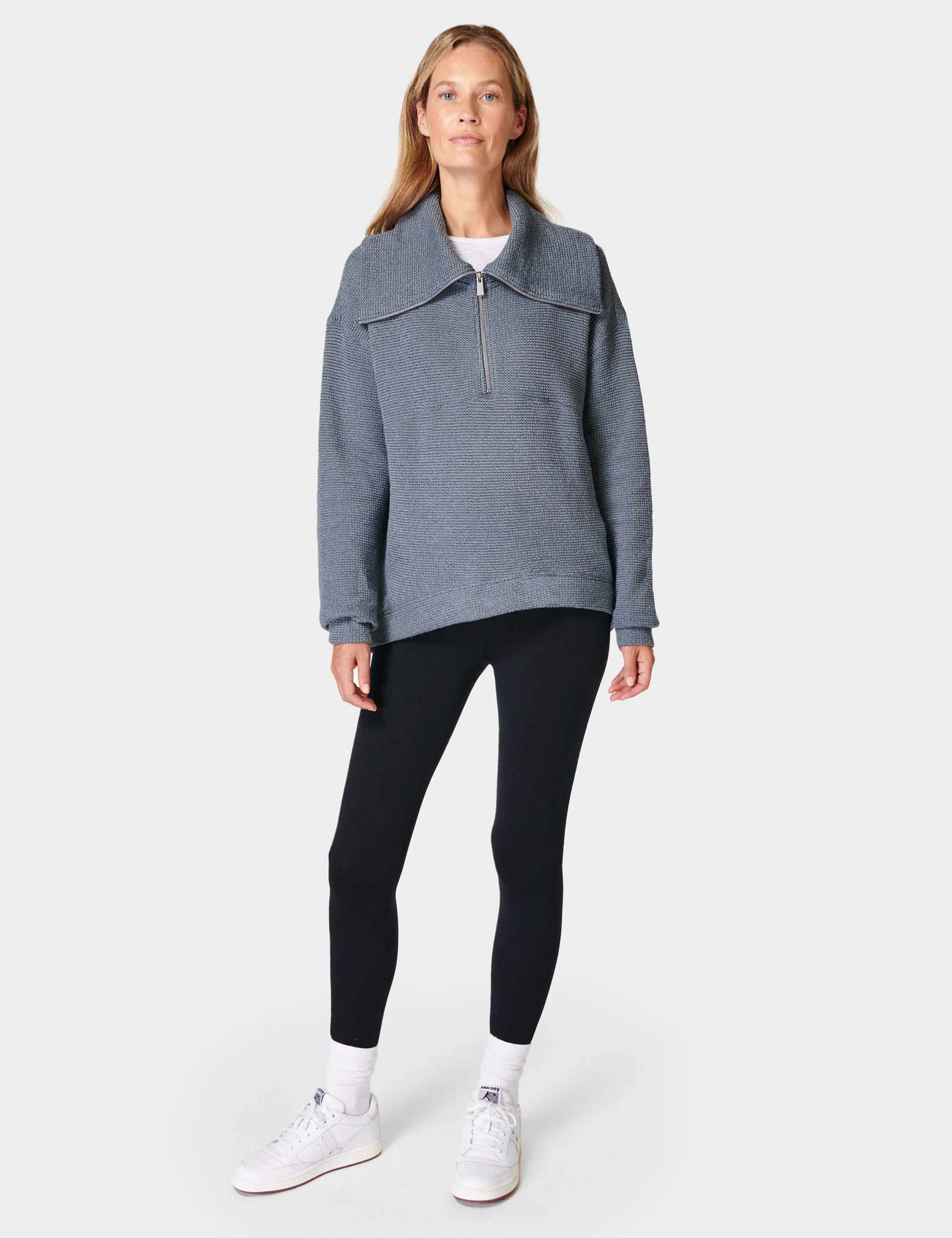 Restful Cotton Rich Half Zip Sweatshirt 2 of 6