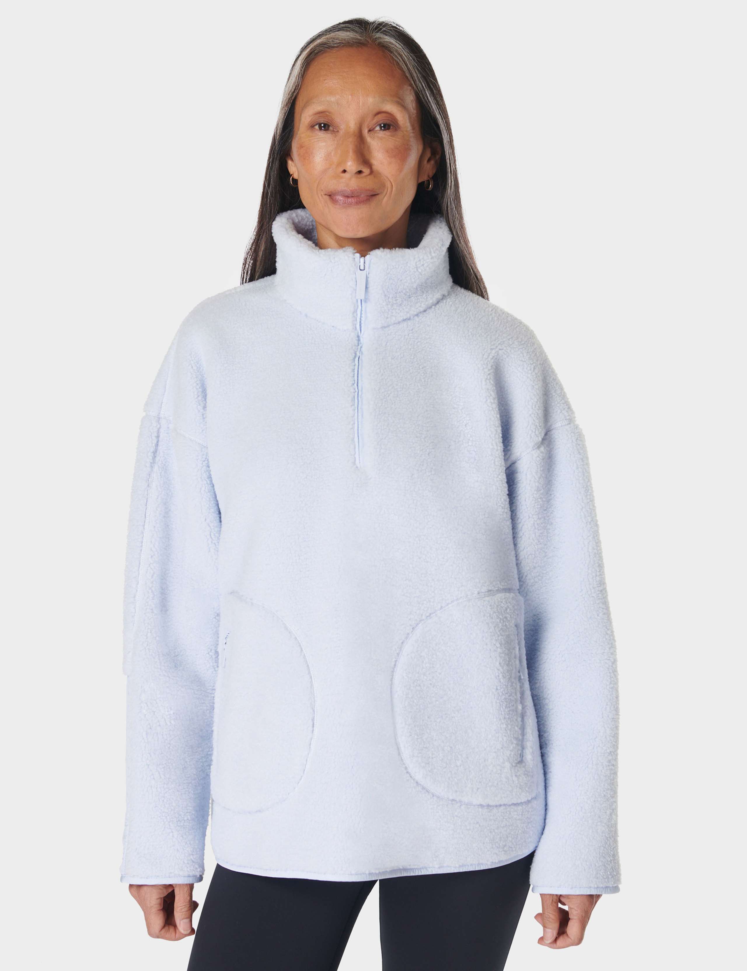 Plush Funnel Neck Half Zip Fleece Jacket 1 of 6