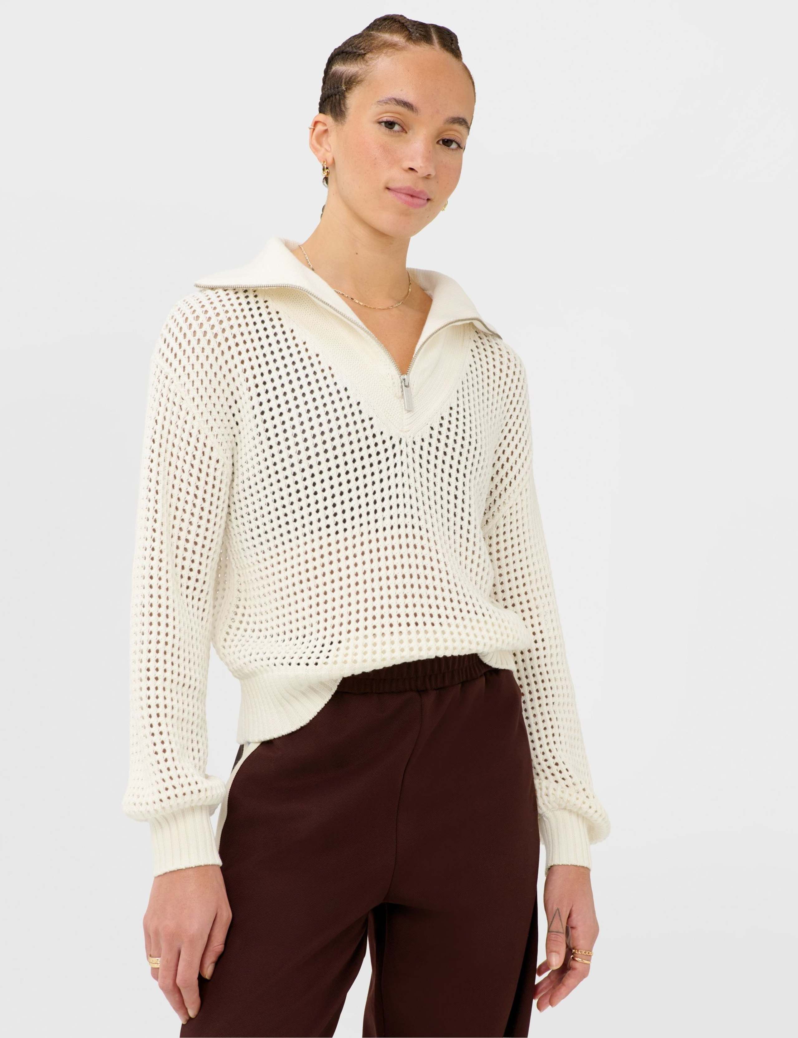 Tides High Pure Cotton Textured Half Zip Jumper 3 of 7