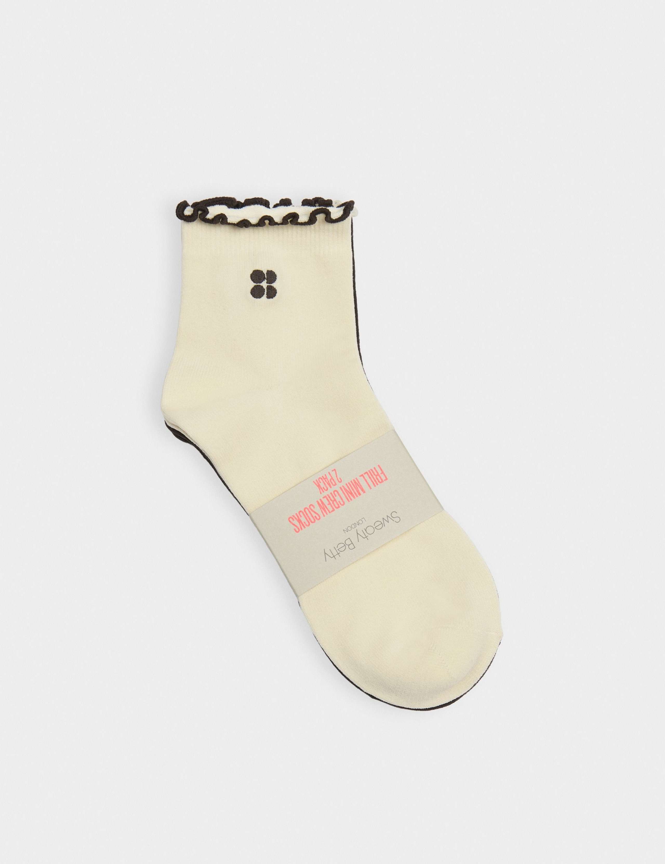 2 Pack Frill Cuff Ankle High Socks 2 of 4