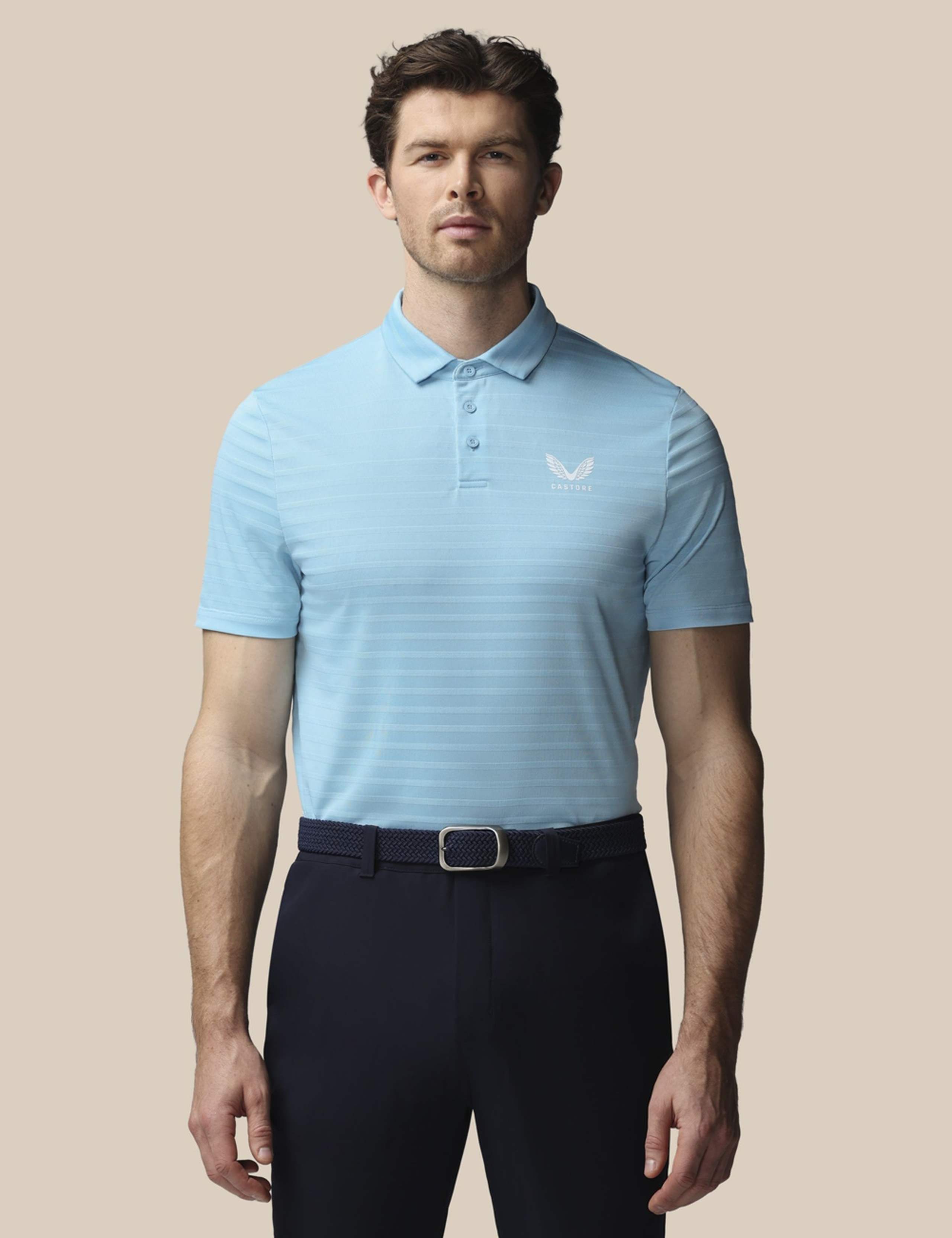 Pique Striped Technical Stretch Polo Shirt 1 of 6