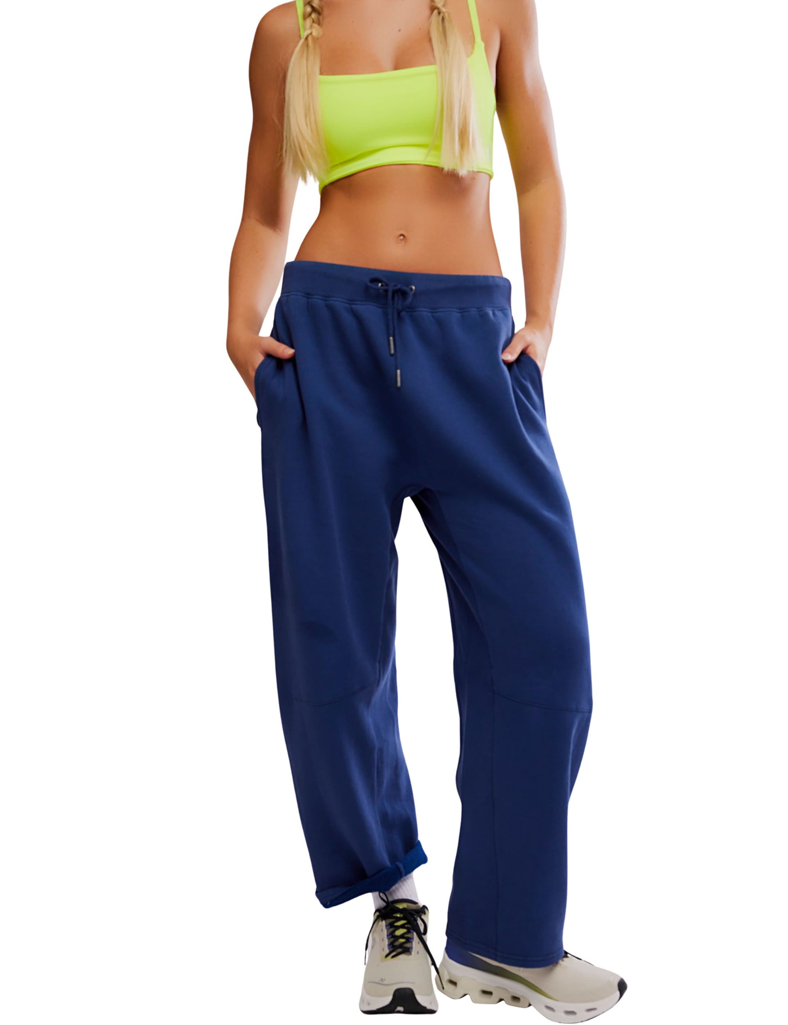 Women's High Waist Cotton Rich Joggers - Relaxed Fit Sweatpants With Pockets