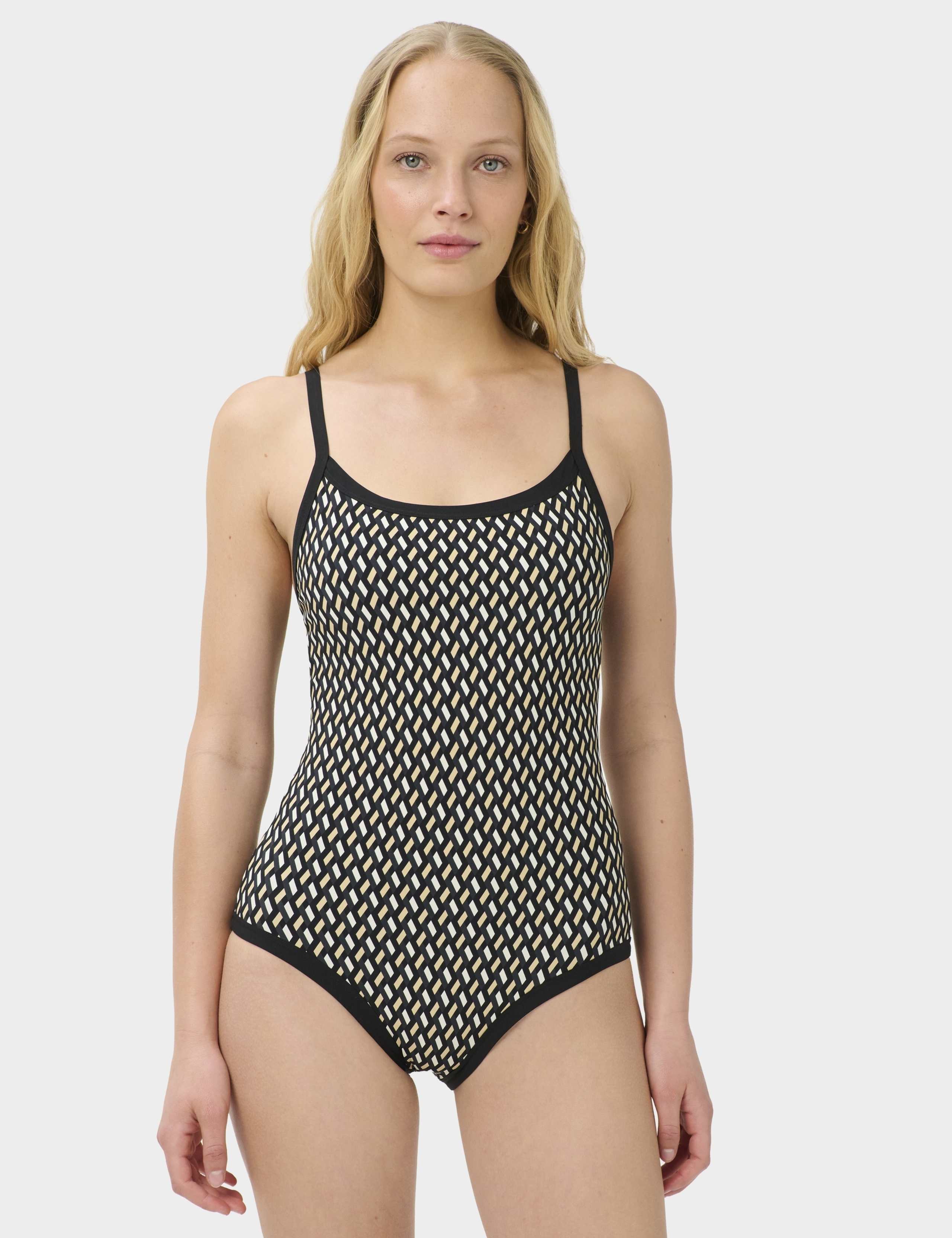 Riviera Geometric Cut Out Scoop Neck Swimsuit 1 of 7