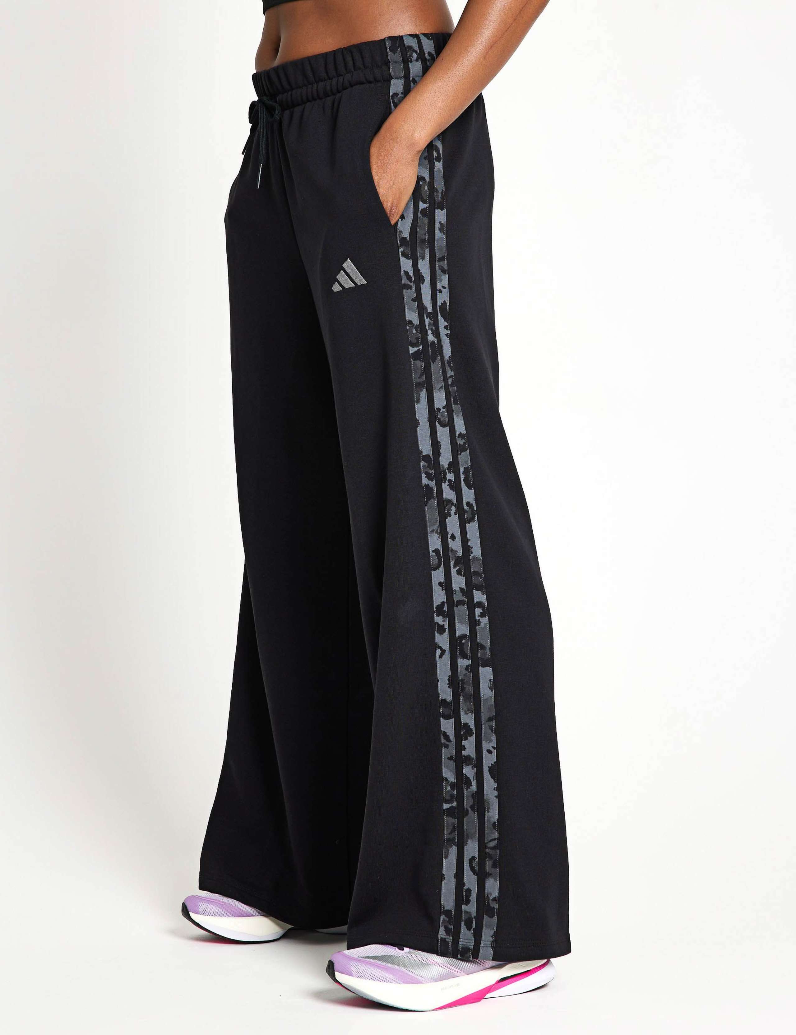 Animal Print 3-Stripes Wide Leg Joggers 1 of 4