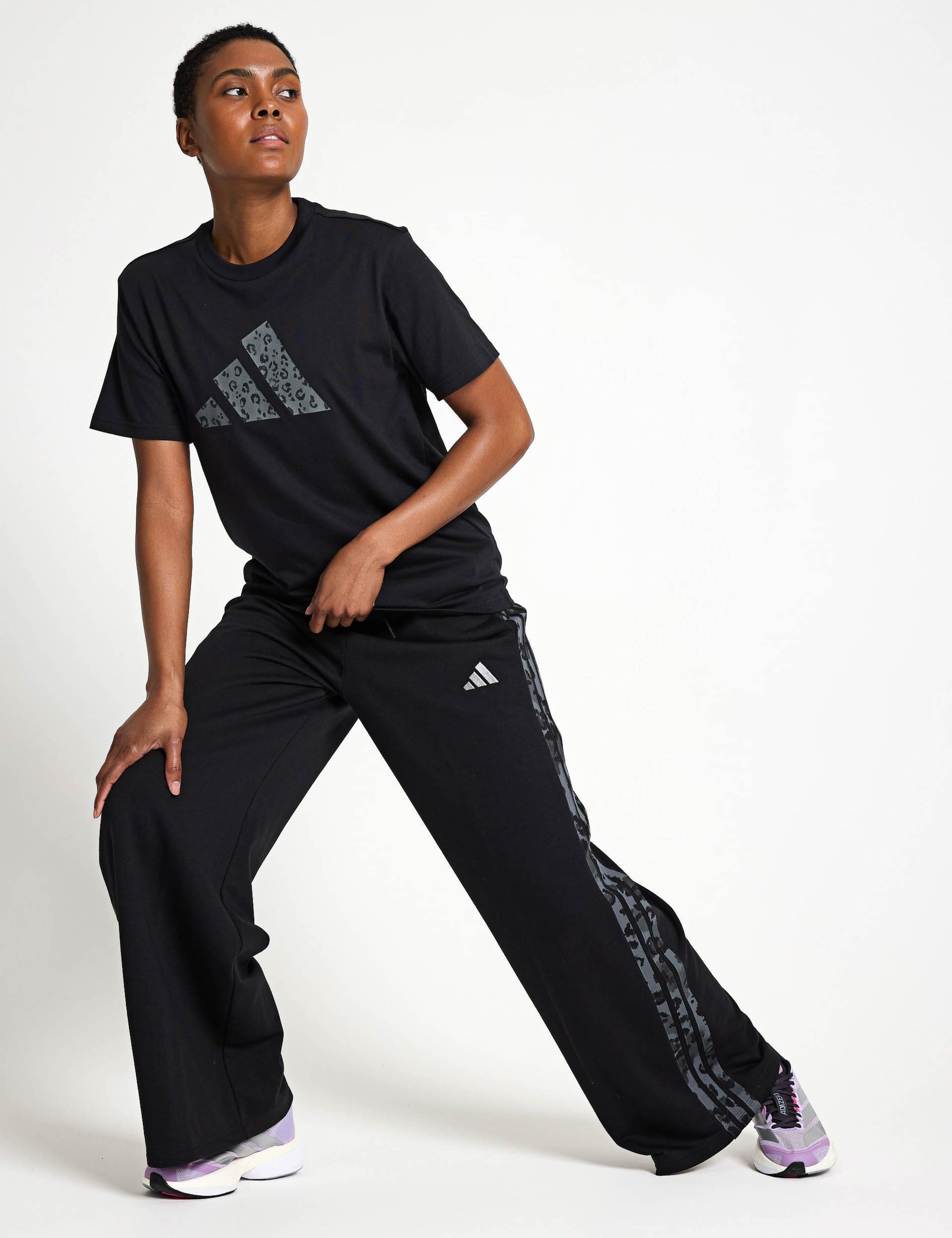 Animal Print 3-Stripes Wide Leg Joggers 3 of 4