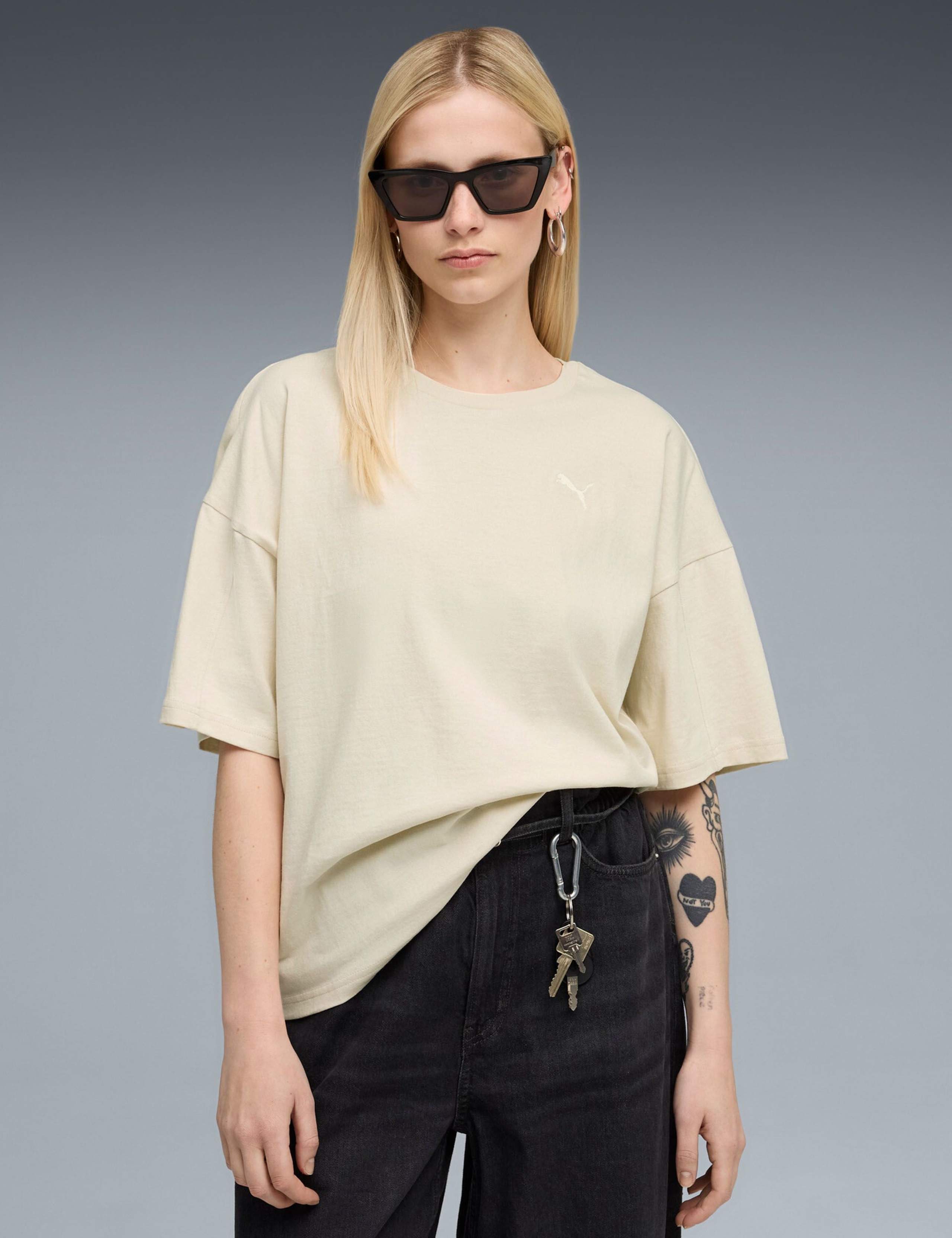 HER Pure Cotton Crew Neck Oversized T-Shirt 1 of 4