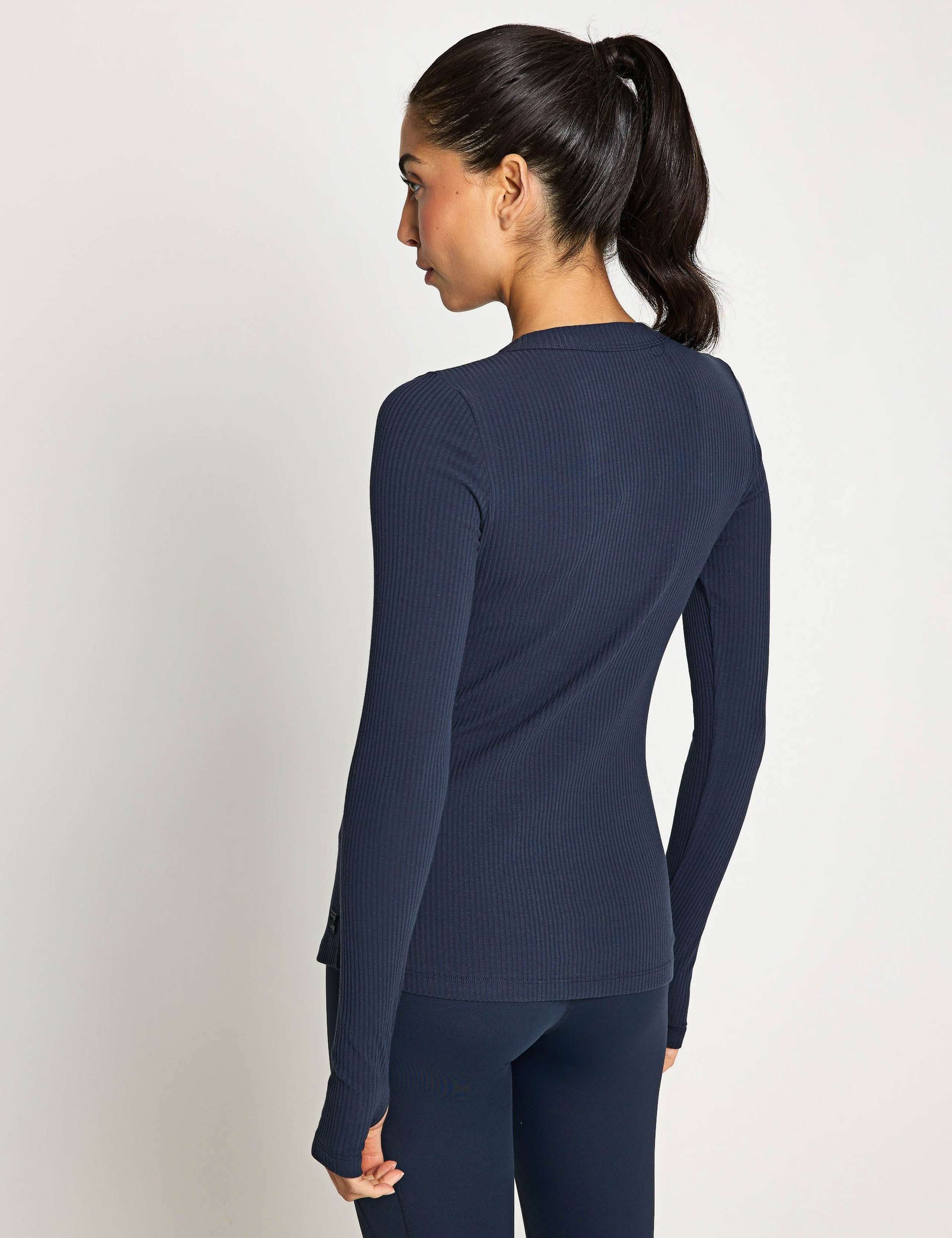 Fiona Cotton Rich Ribbed Crew Neck Top 2 of 4