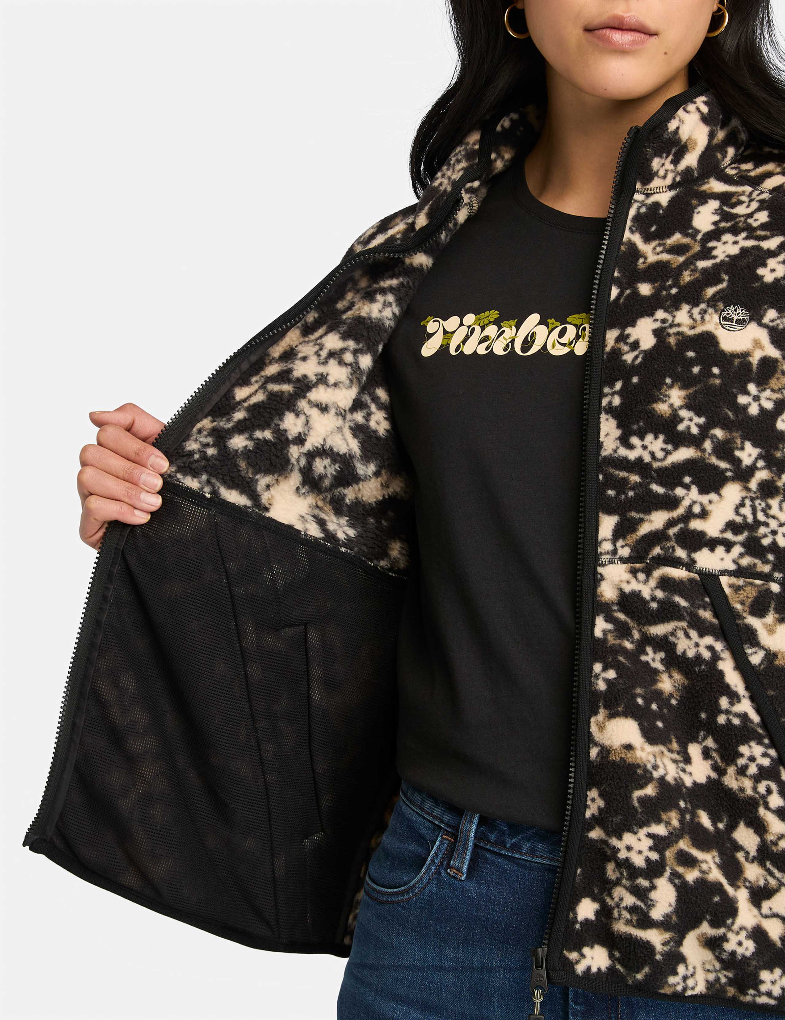 Floral Printed Funnel Neck Fleece Jacket 4 of 6