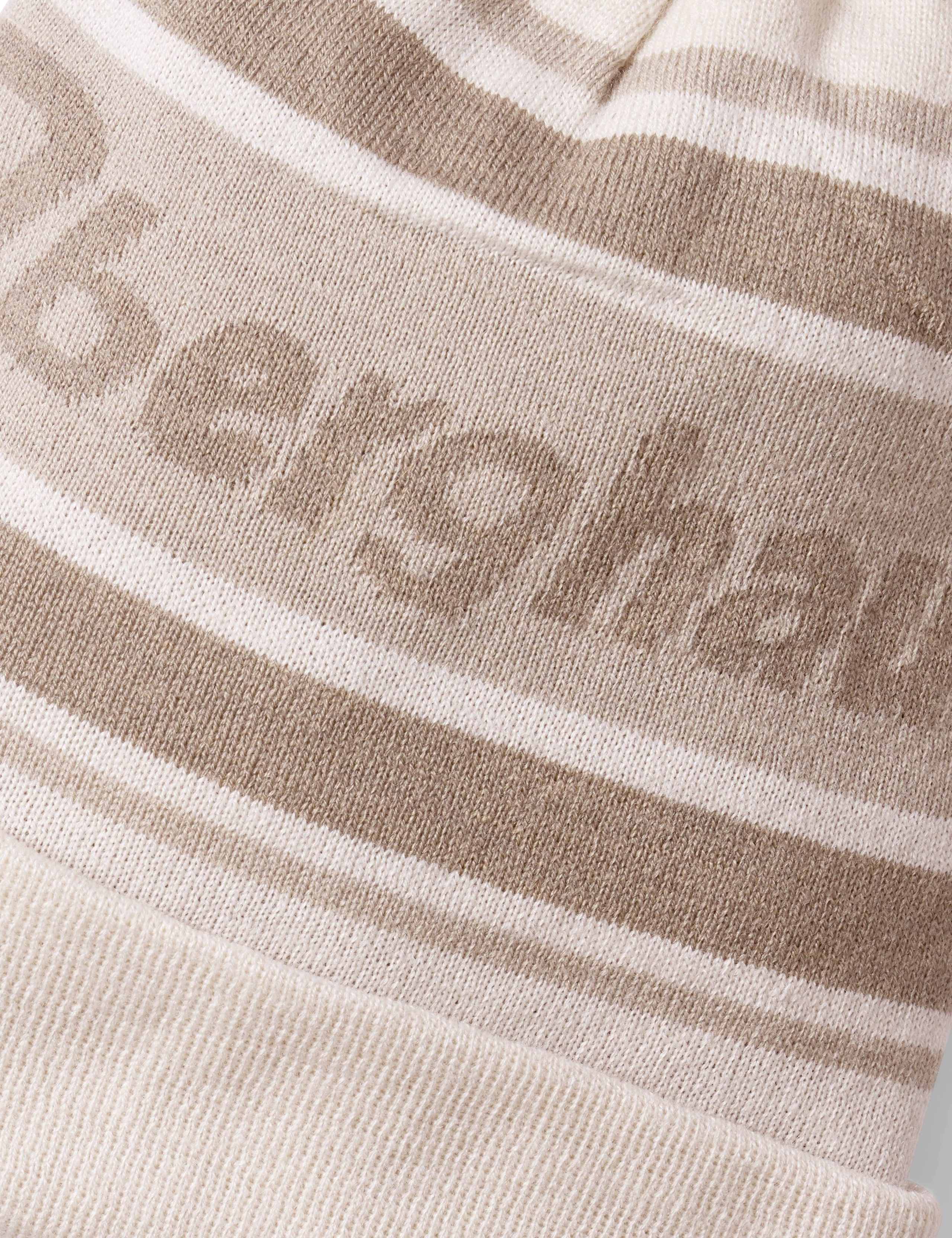 Knitted Striped Pom Beanie Hat 3 of 5