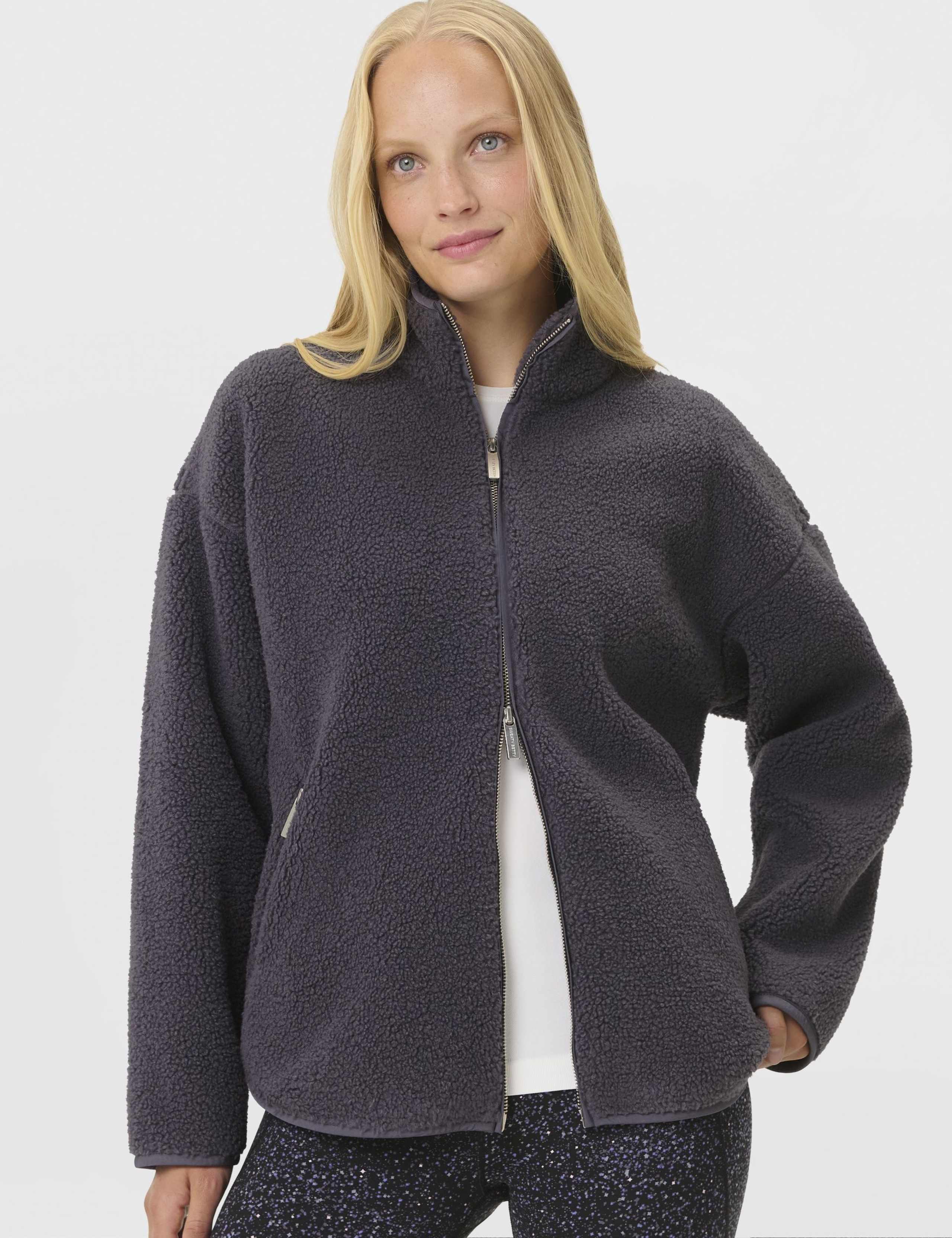 Plush Textured Zip Up Fleece Jacket 3 of 8