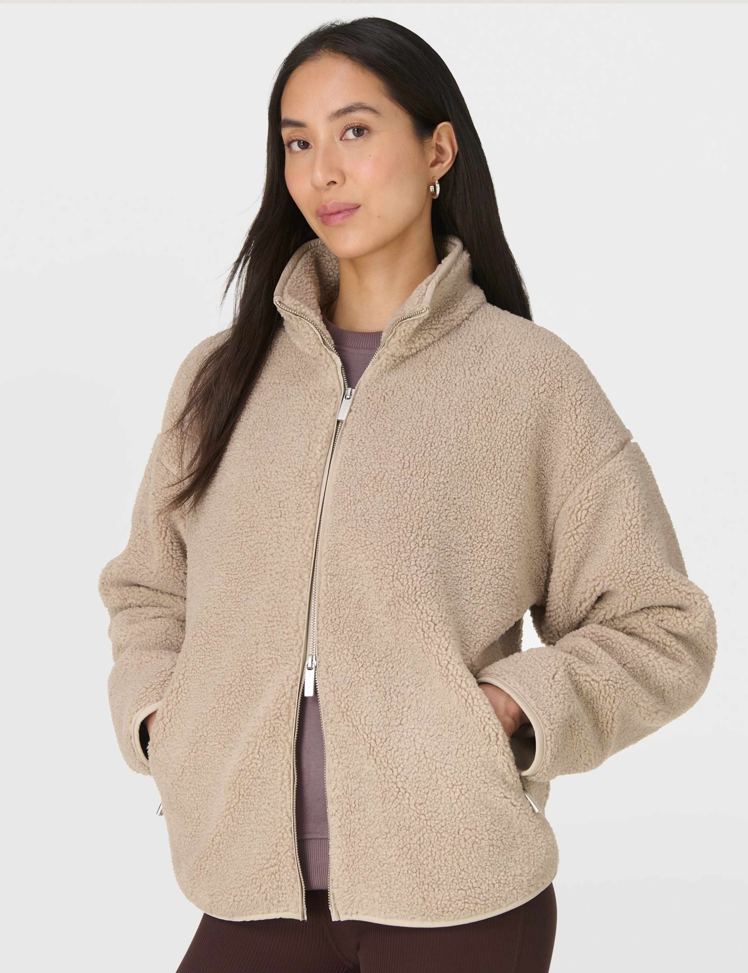 Plush Textured Zip Up Fleece Jacket 3 of 8