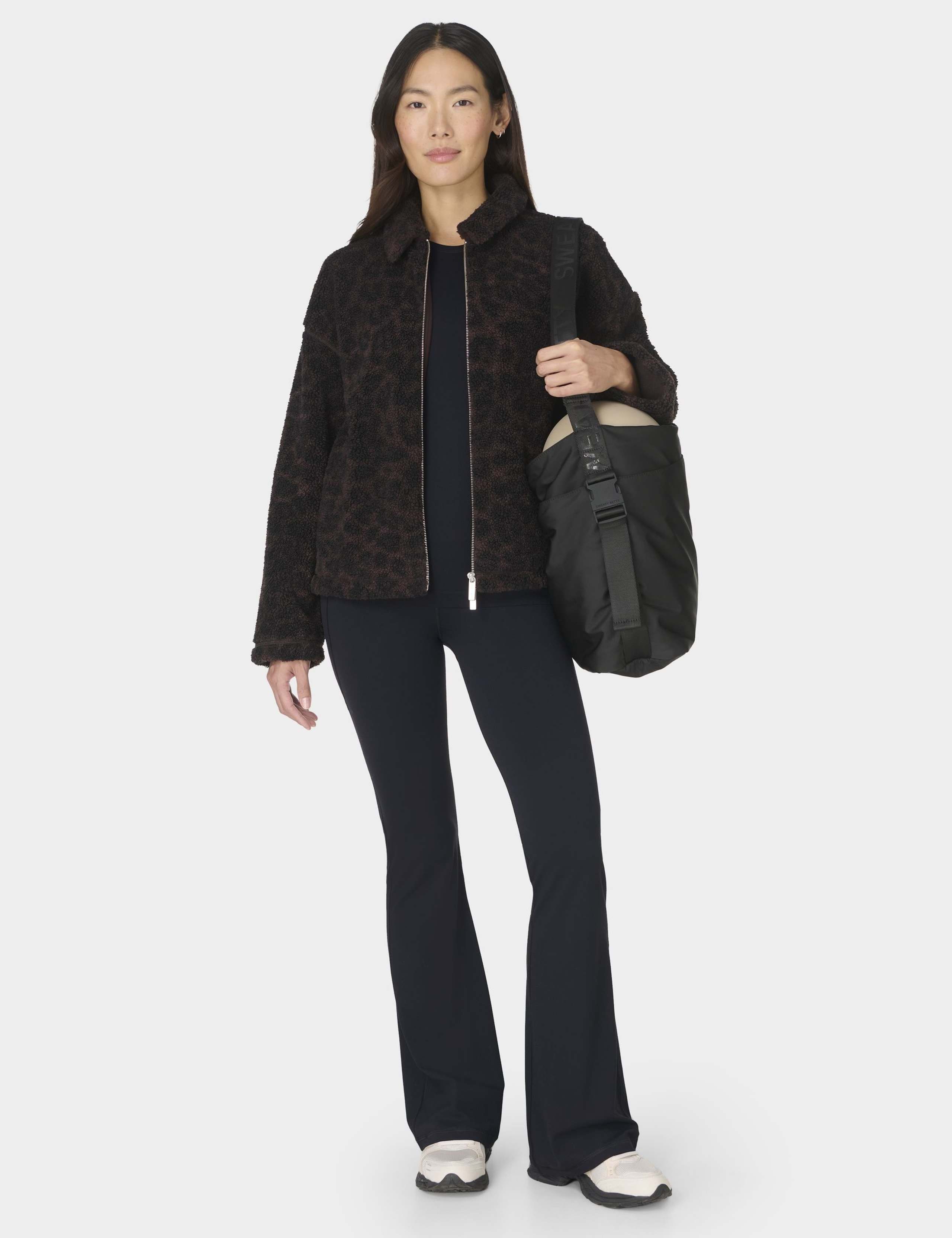 Plush Leopard Print Collared Fleece Jacket 3 of 8