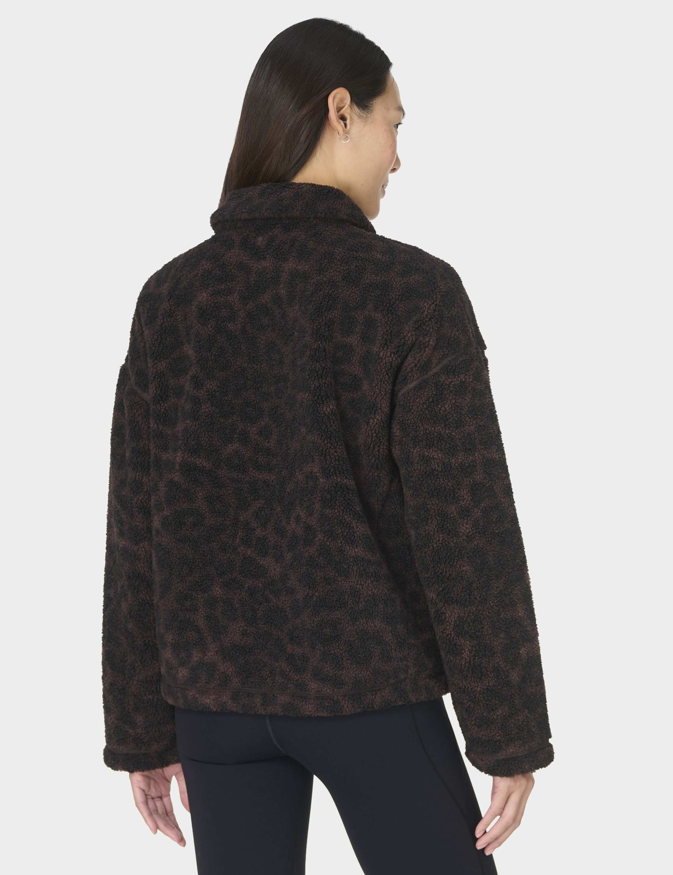 Plush Leopard Print Collared Fleece Jacket 4 of 8