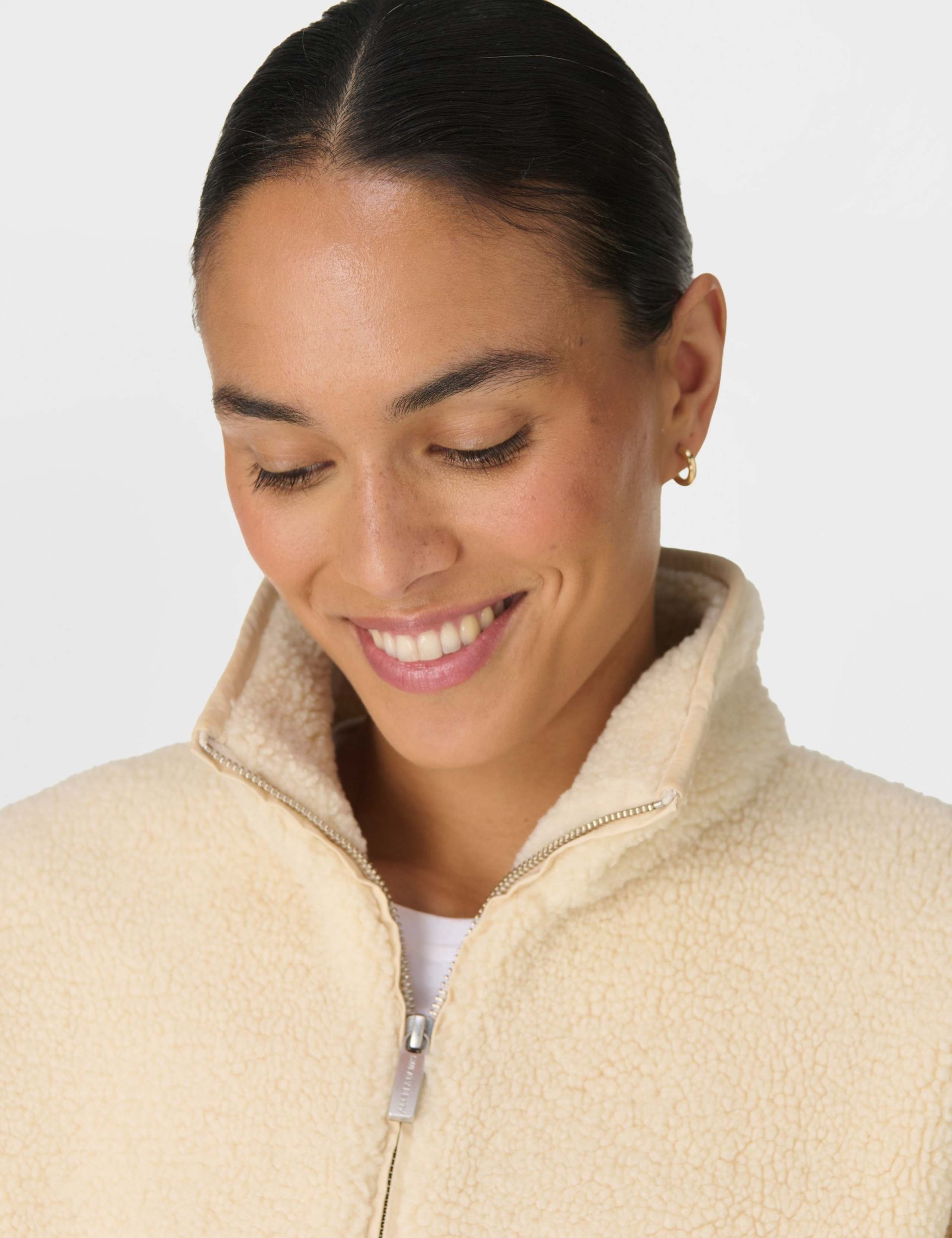 Plush Half Zip Funnel Neck Fleece Jacket 6 of 7