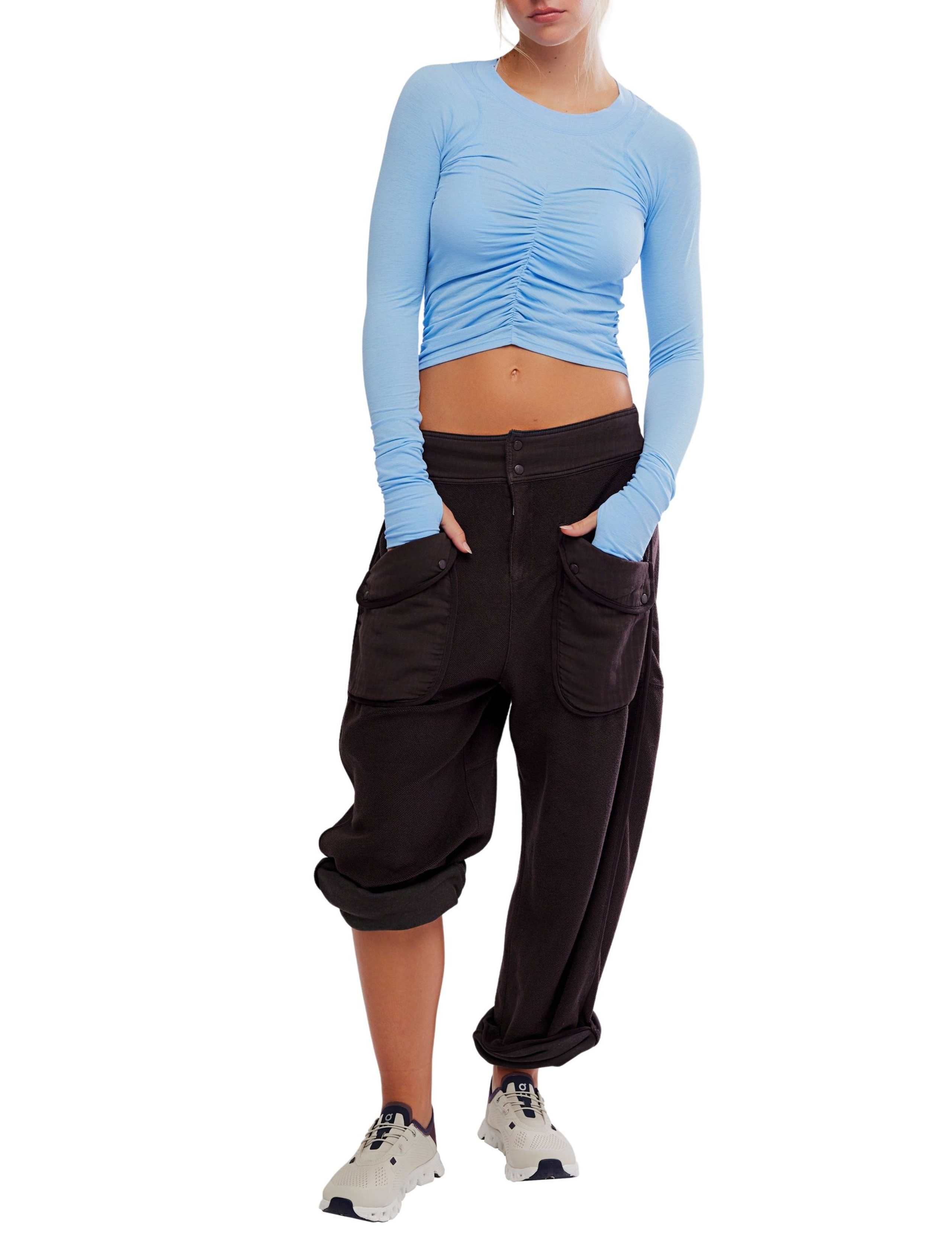 Tempo Ruched Long Sleeve Crop Top 2 of 6