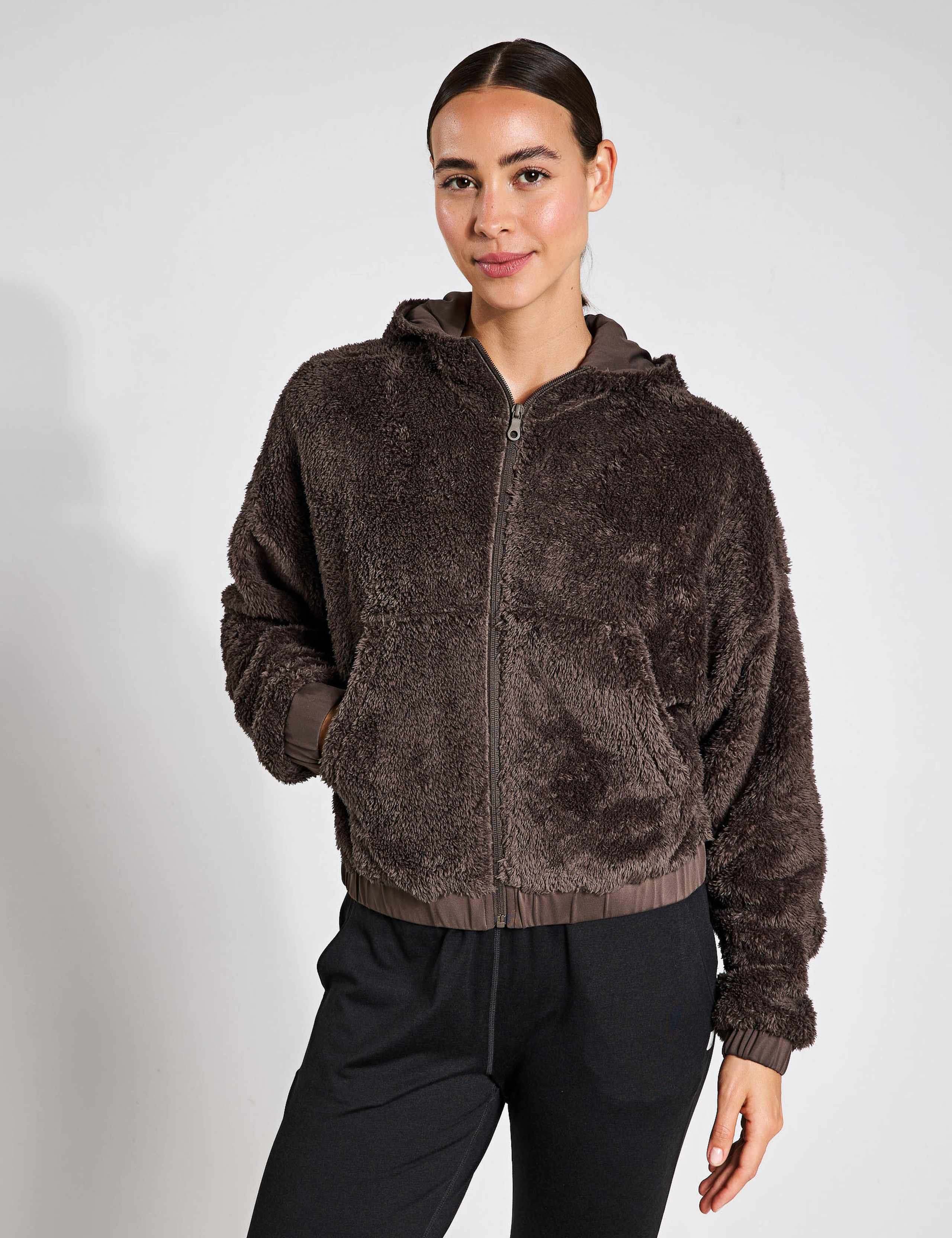 Fleece Hooded Bomber Jacket 1 of 5