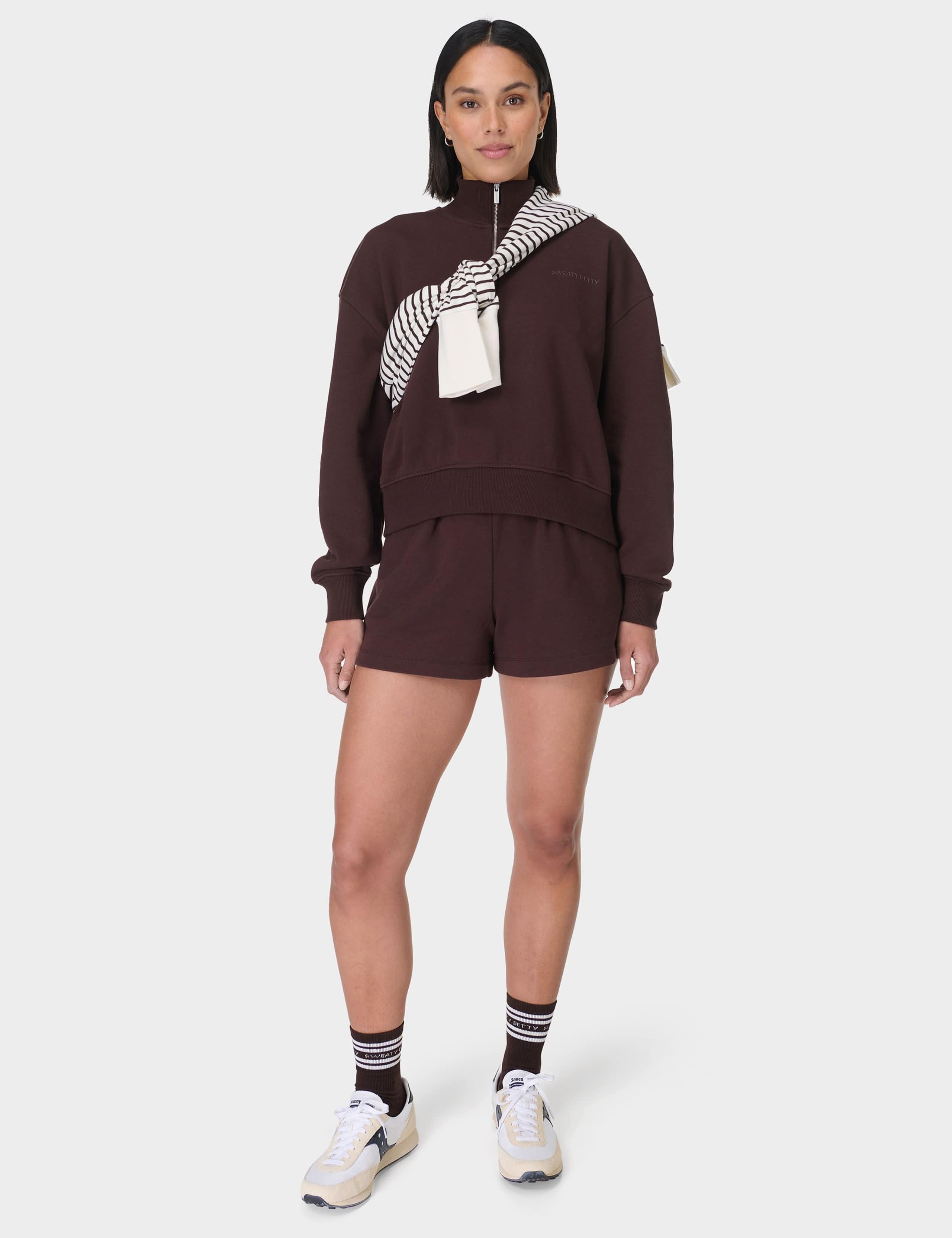 Revive Cotton Rich Half Zip Crop Sweat-shirt | Sweaty Betty | M&S